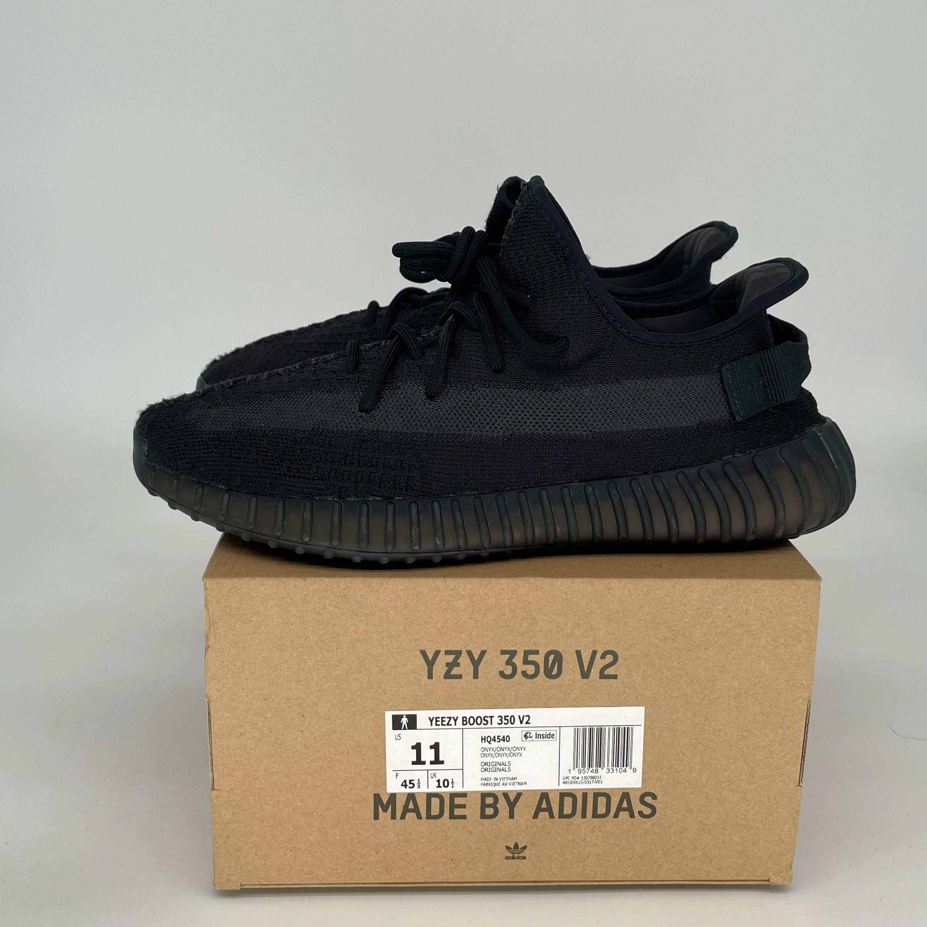 Adidas Yeezy Boost 350 V2 Onyx Black Men's Running Shoes Size 11 - HQ4540 | Comfortable Sneakers for Running, Gym Workouts & Casual Streetwear Fashion