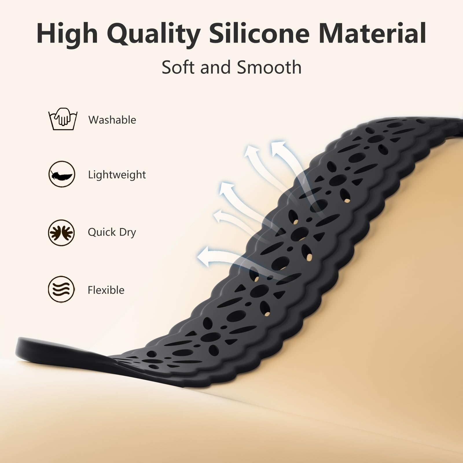 Dirrelo Soft Silicone Hollow-out Sport Strap Compatible with Fitbit Versa 3/Sense/Versa 4/Sense 2 - Breathable Replacement Wristband for Women - Perfect for Workouts, Running & Daily Wear