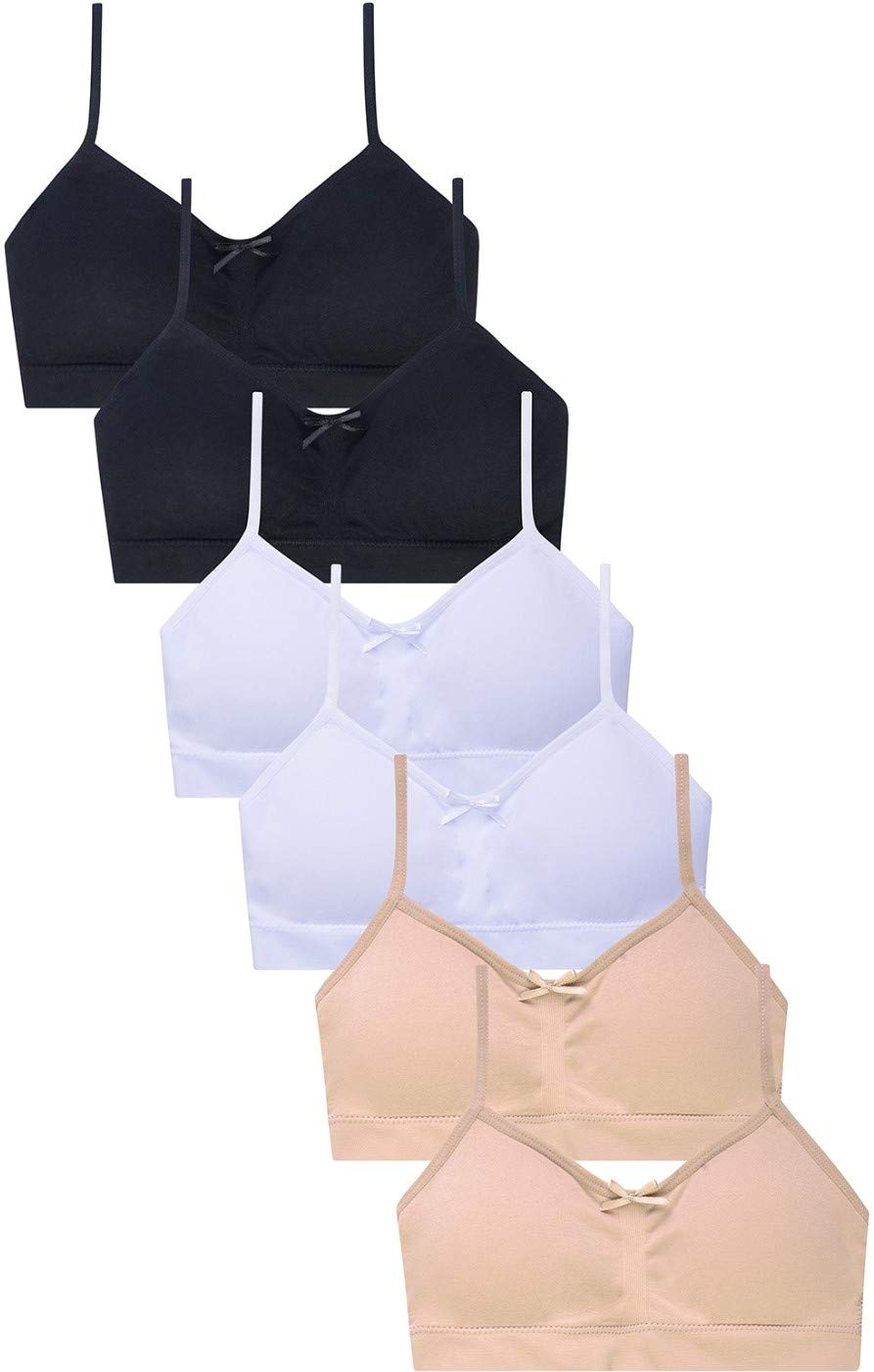 ToBeInStyle Girls' Basic Pack of 6 Training Bras - Soft Cotton Comfort for Growing Teens - Perfect for School, Sports & Everyday Wear