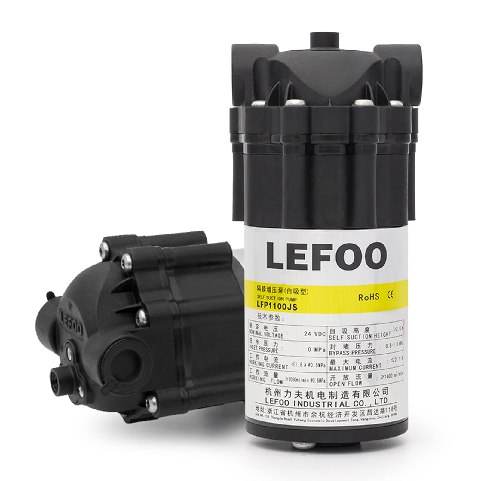 LEFOO 24V Self Priming Diaphragm RO Booster Pump - 100GPD High Flow Water Pressure Pump with 9.8FT Lift for Home, RV & Camping - 1/4