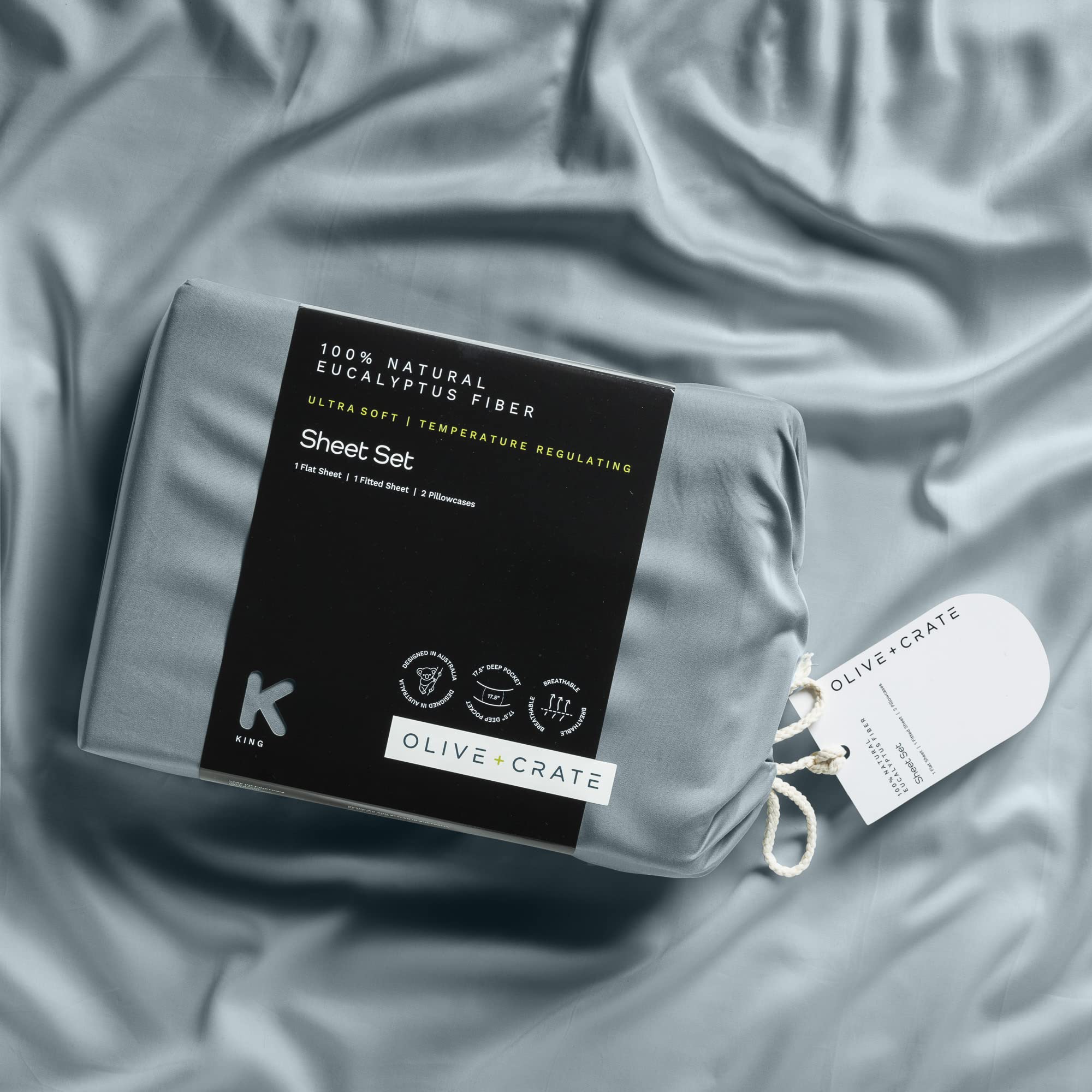 Olive + Crate Eucalyptus Sheets Set - Cooling Bed Sheets for Hot Sleepers - 100% Organic Tencel Lyocell Full Size Sheets - Hypoallergenic & Moisture-Wicking - Deep Pocket 54