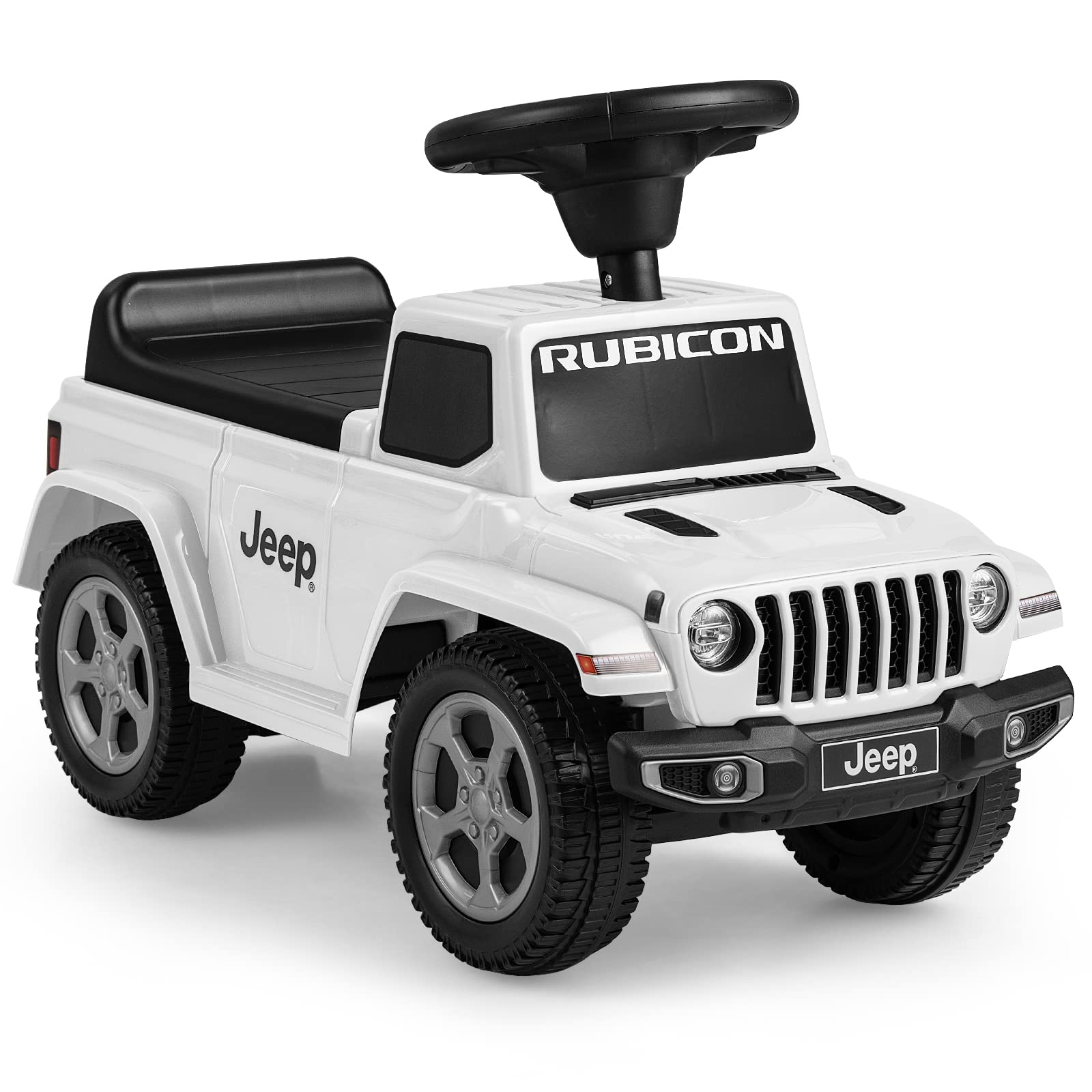 INFANS Licensed Jeep Toddler Ride On Push Car with Engine Sound & Horn – Foot-to-Floor Sliding Baby Walker Toy with Under Seat Storage – Perfect Gift for Boys & Girls Ages 1.5-3 Years (White) – Great for Indoor Play, Outdoor Adventures & Early Childhood Development