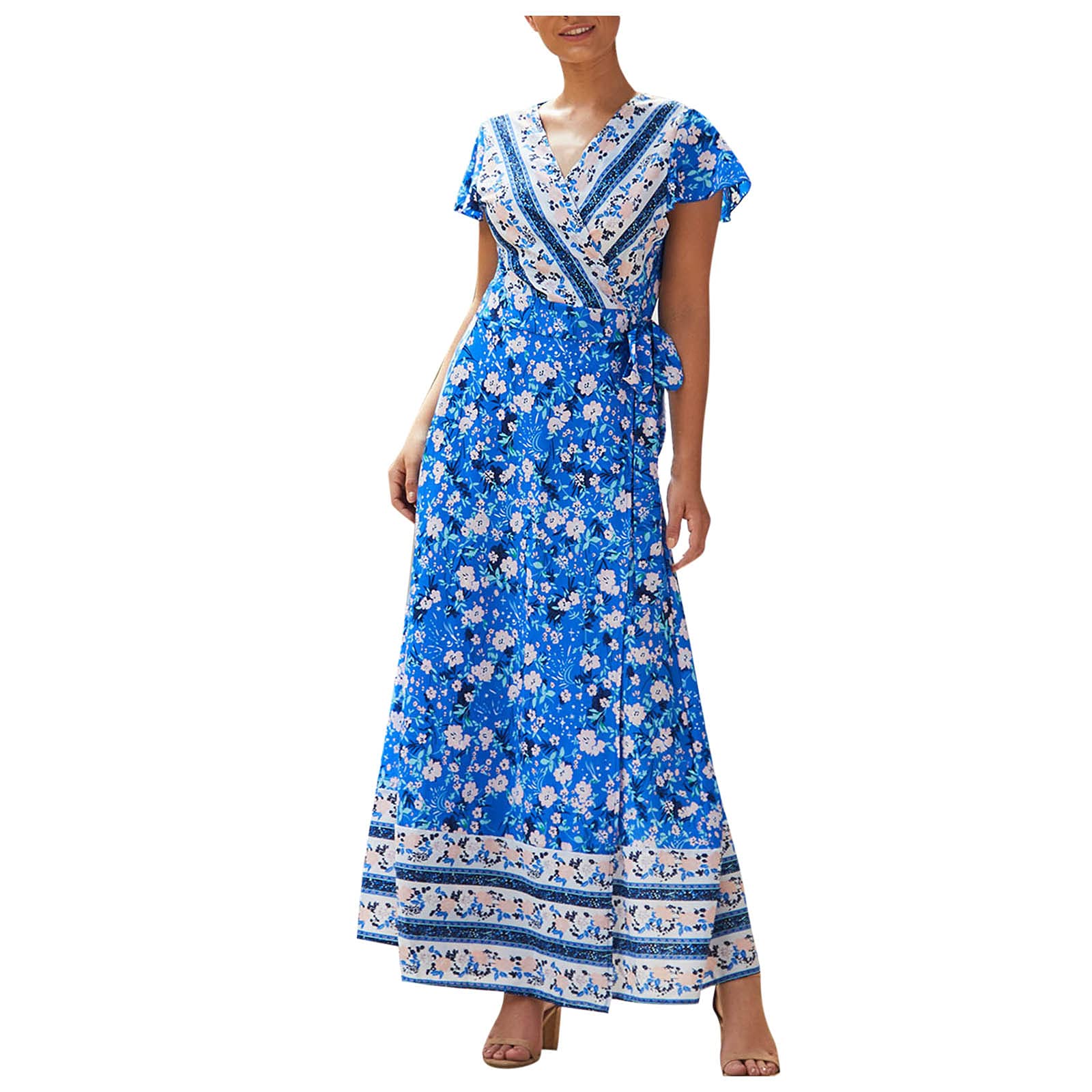 Sexy Floral Boho Sundress for Women - Backless Maxi Dress for Beach, Party & Evening Wear - Perfect for Casual Outings, Vacations & Summer Events