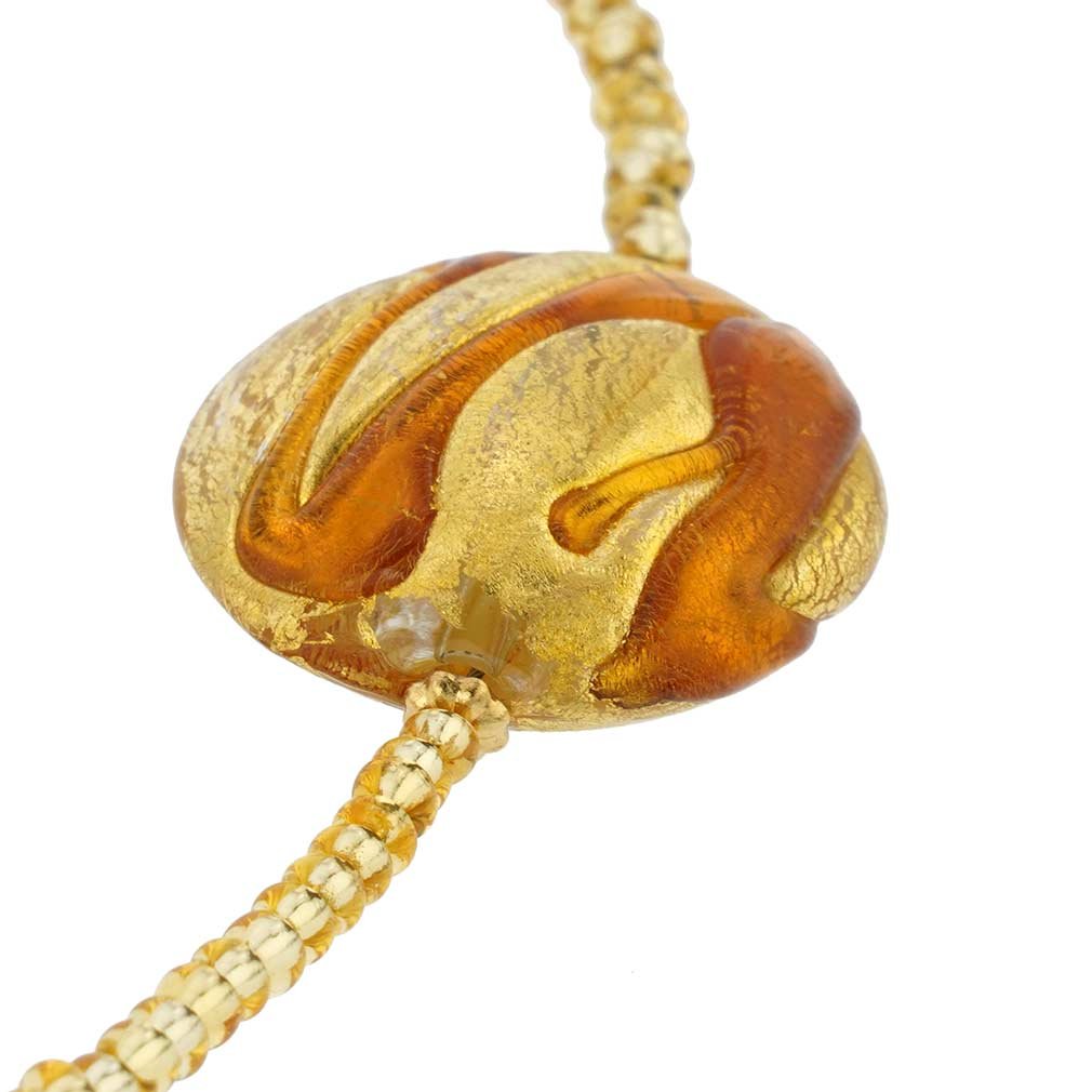 Venetian Murano Glass Royal Cognac Circles Necklace - Handmade Italian Jewelry for Women, Elegant Gift for Weddings & Special Occasions