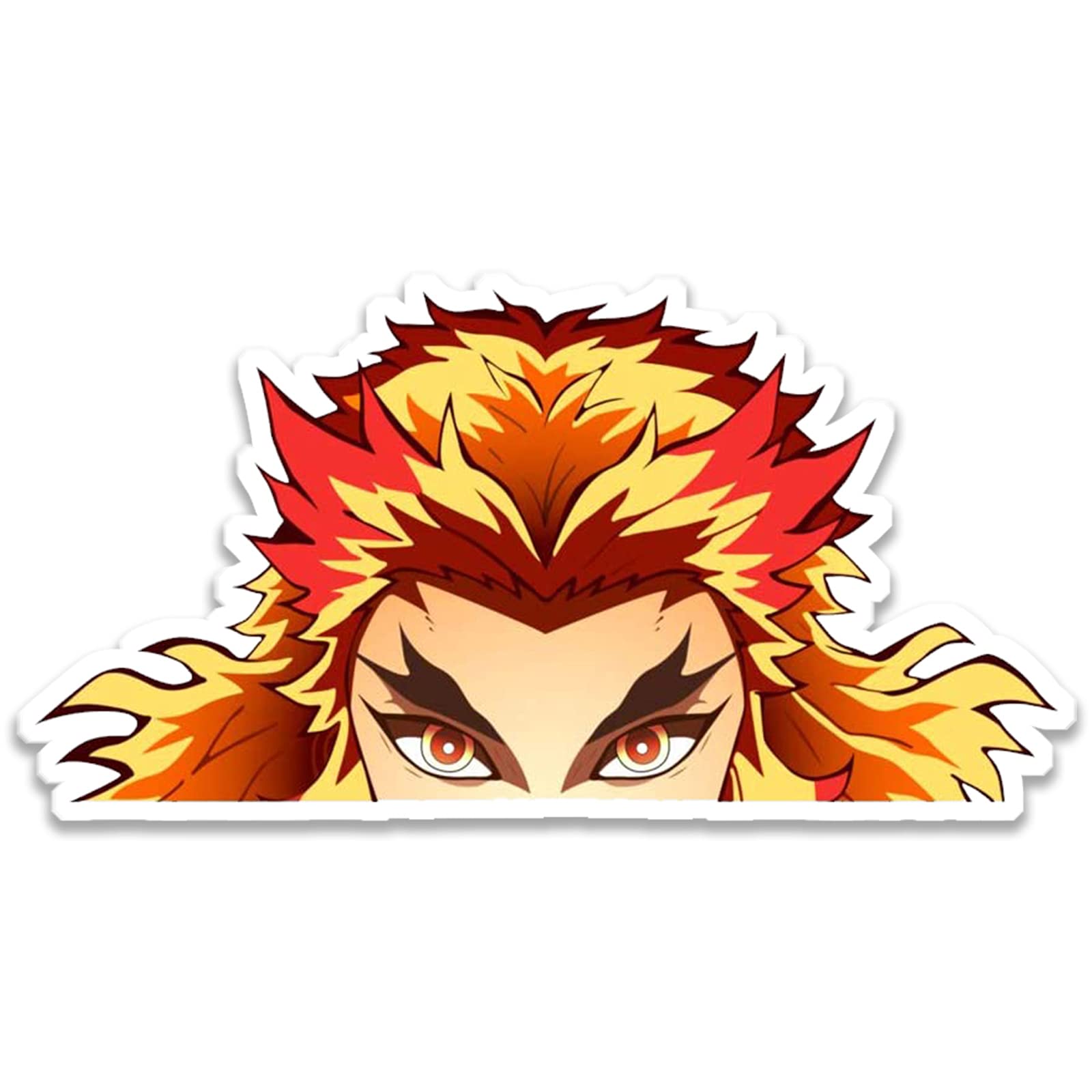 BLKUOPAR 5'' Demon Slayer Kyoujurou Rengoku Vinyl Car Stickers - Anime Peeker Decals for Motorcycle, Bike, Window, Windshield, Laptop & Auto Accessories | JDM Style Anime Decor for Cars, Helmets & Tech Gadgets