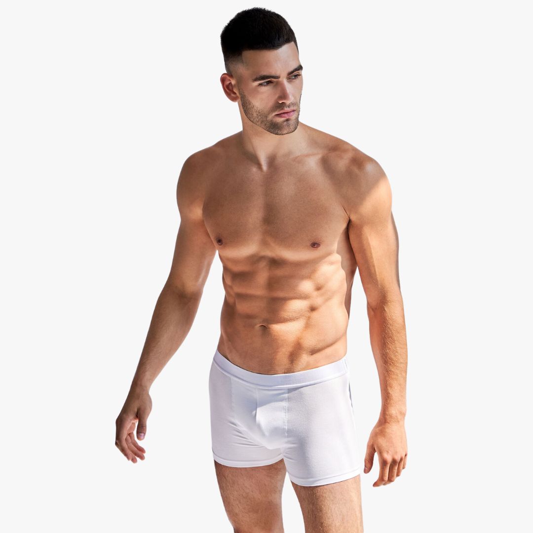 3 Pack Men's Boxer Briefs - Soft Cotton Underwear for Comfort & Support (White) - Perfect for Everyday Wear, Workout & Travel