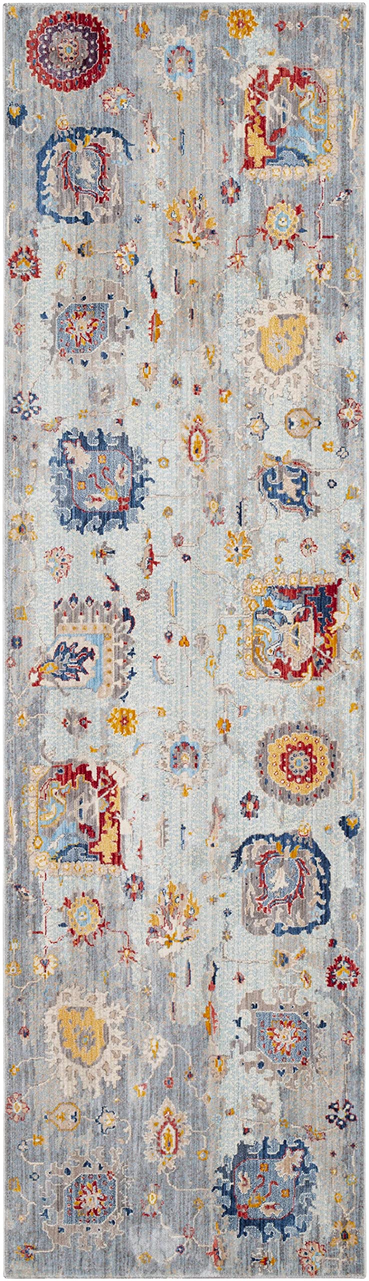 Hauteloom Kernersville Traditional Orange Blue Gray Area Rug 2' x 2'11