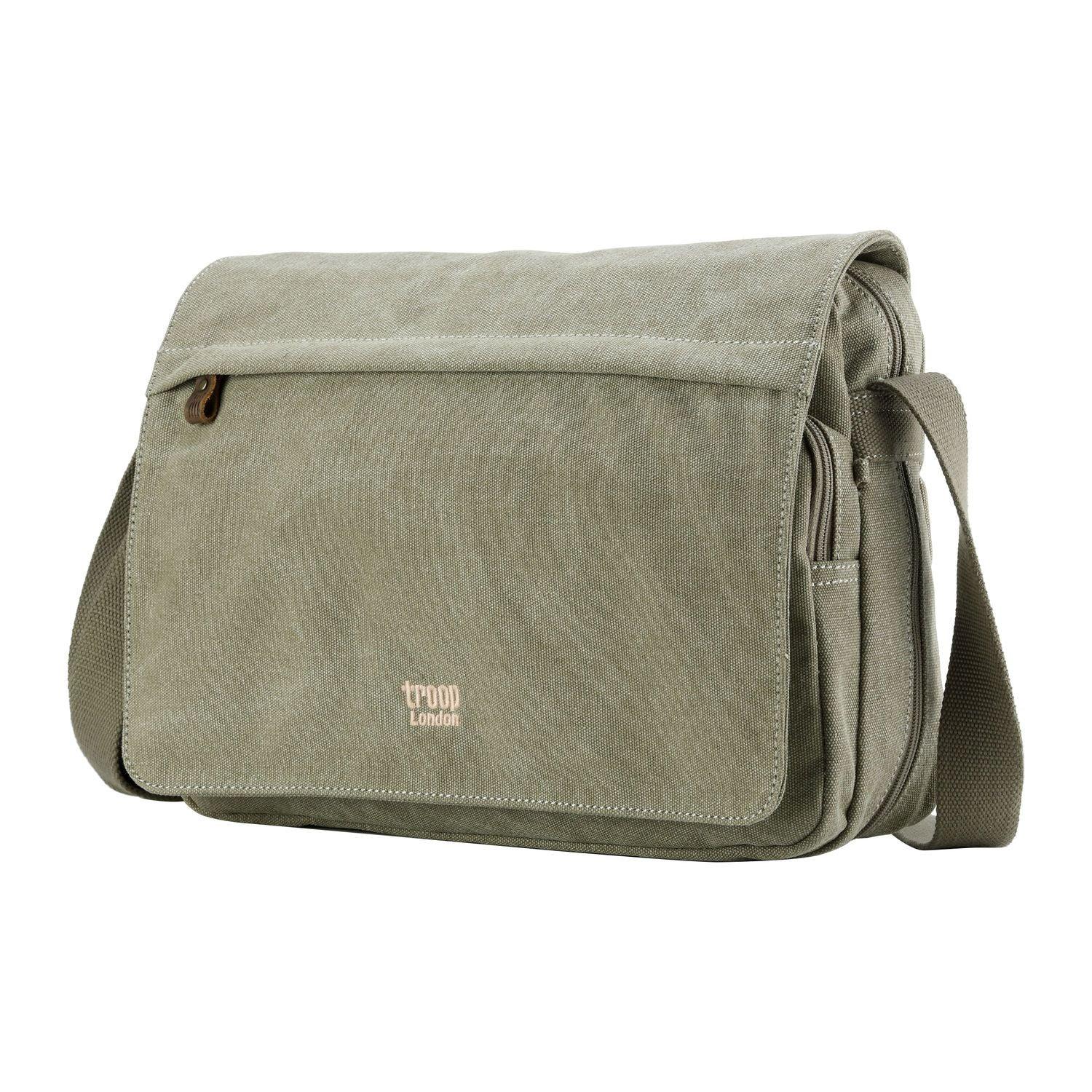 TRP0241 Troop London Classic Canvas Messenger Bag - Stylish & Durable Crossbody Bag for Men & Women - Perfect for Work, Travel & Everyday Use