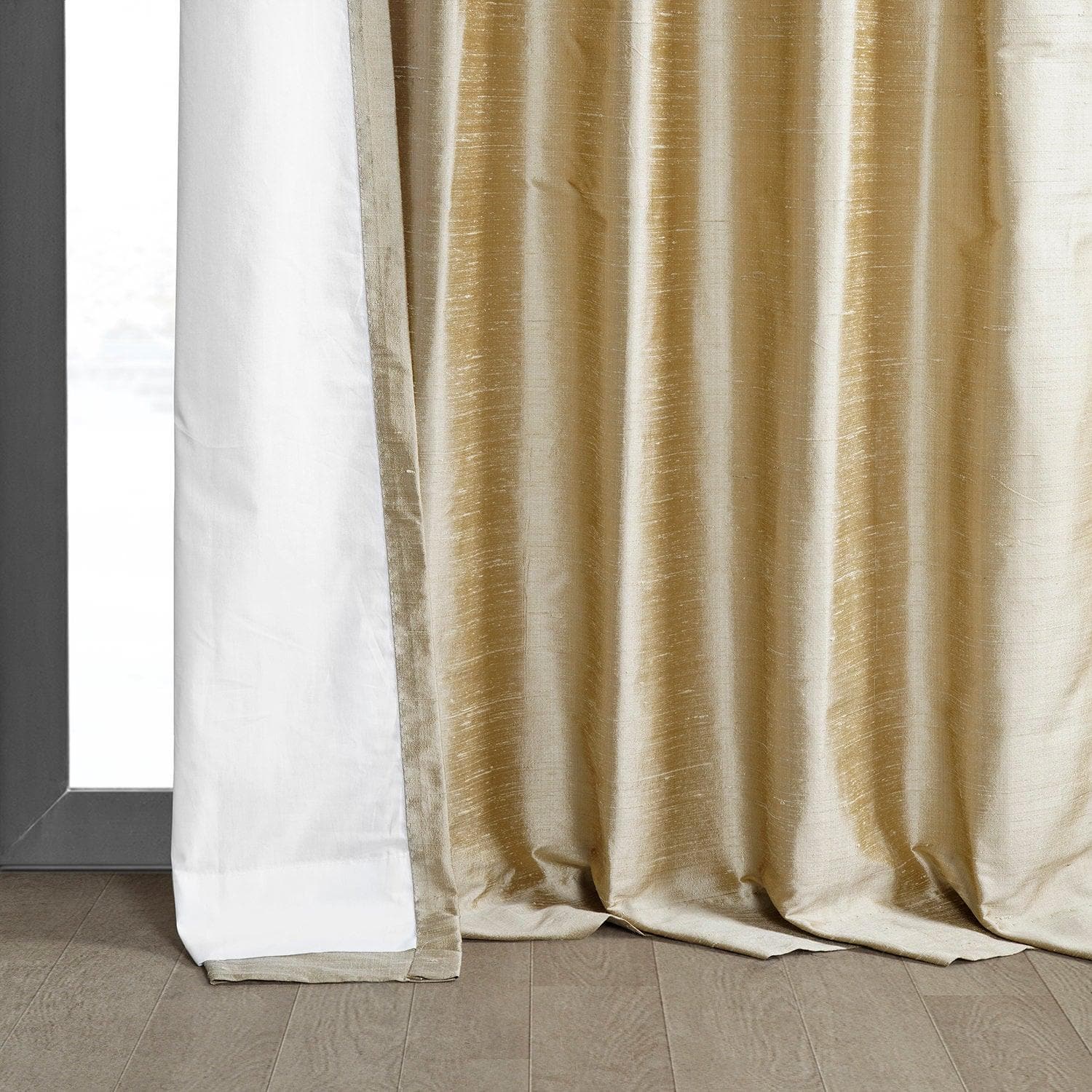 Luxury Biscotti Textured Dupioni Silk Blackout Curtains - Elegant Room Darkening Drapes for Bedroom, Living Room & Home Theater