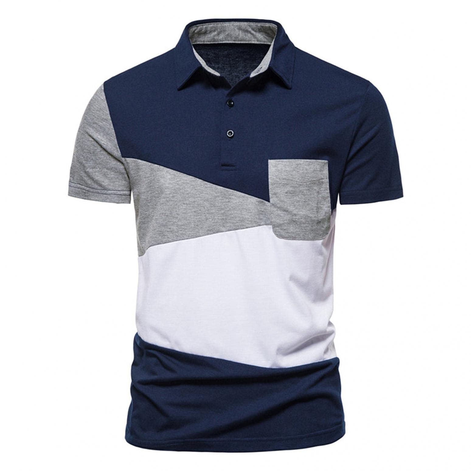 Men's Slim Fit Short Sleeve Casual Button Down Shirt - Outdoor Patchwork Polo Tee for Running, Travel & Summer Fashion | Breathable & Comfortable Top for Daily Wear