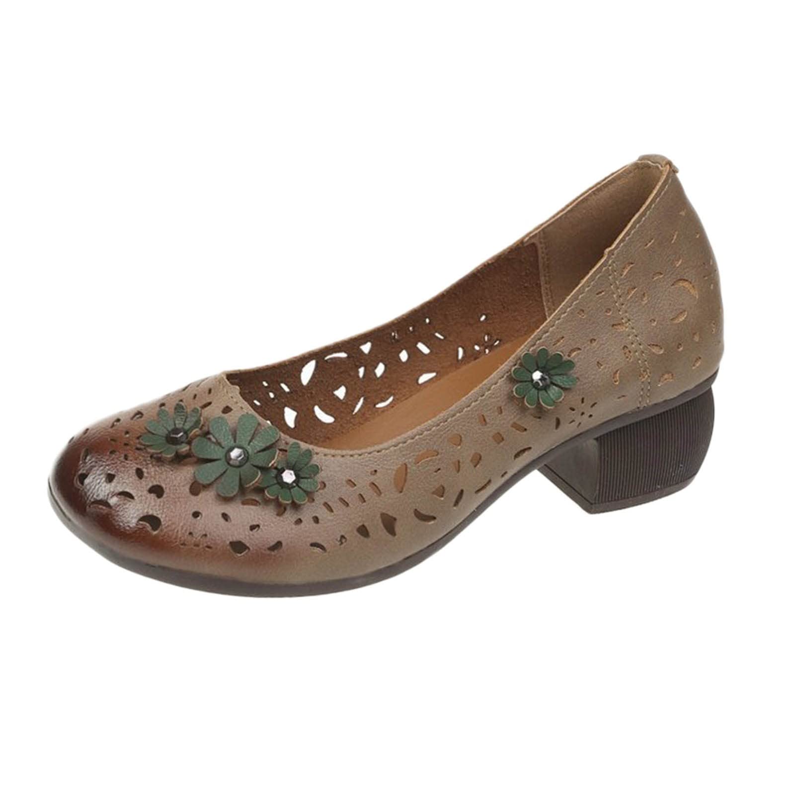 Women's Summer Sandals - Comfortable Retro Chunky Heel Fish Mouth Hollow Sandals for Casual Wear | Perfect for Beach, Vacation & Everyday Outfits