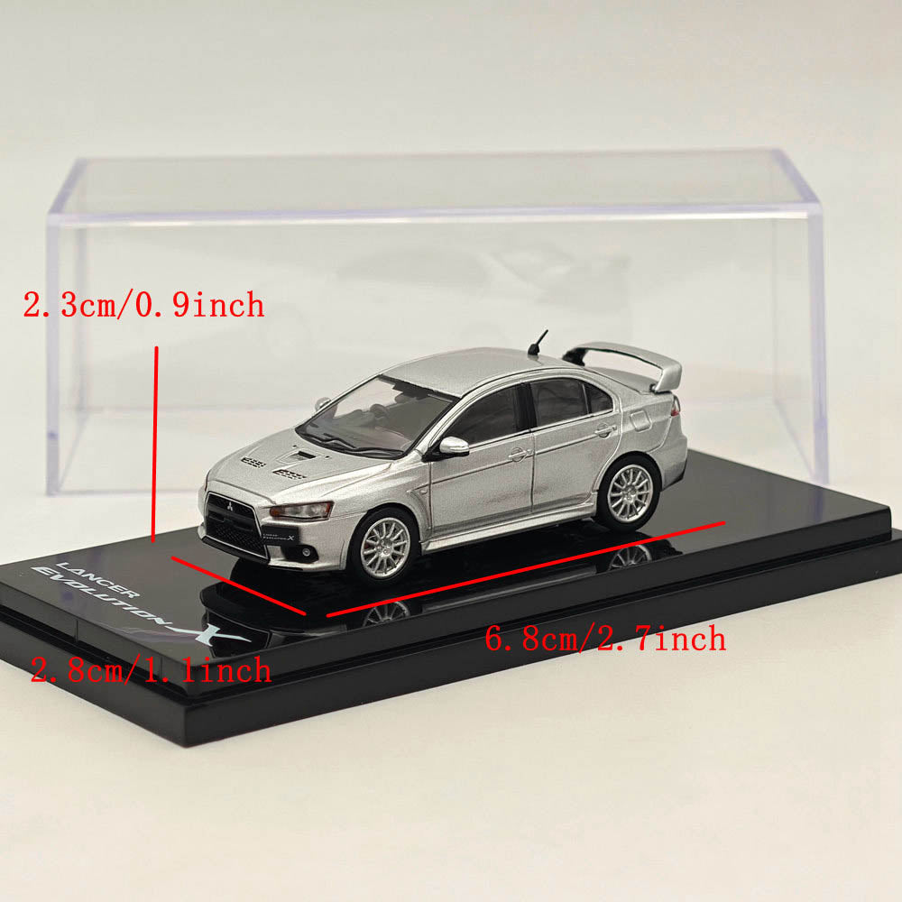 1/64 Mitsubishi Lancer Evolution X Diecast Model Car - Cool Silver Metallic | Hobby Japan HJ641053AS | Collectible Toy Car for Display & Racing Enthusiasts