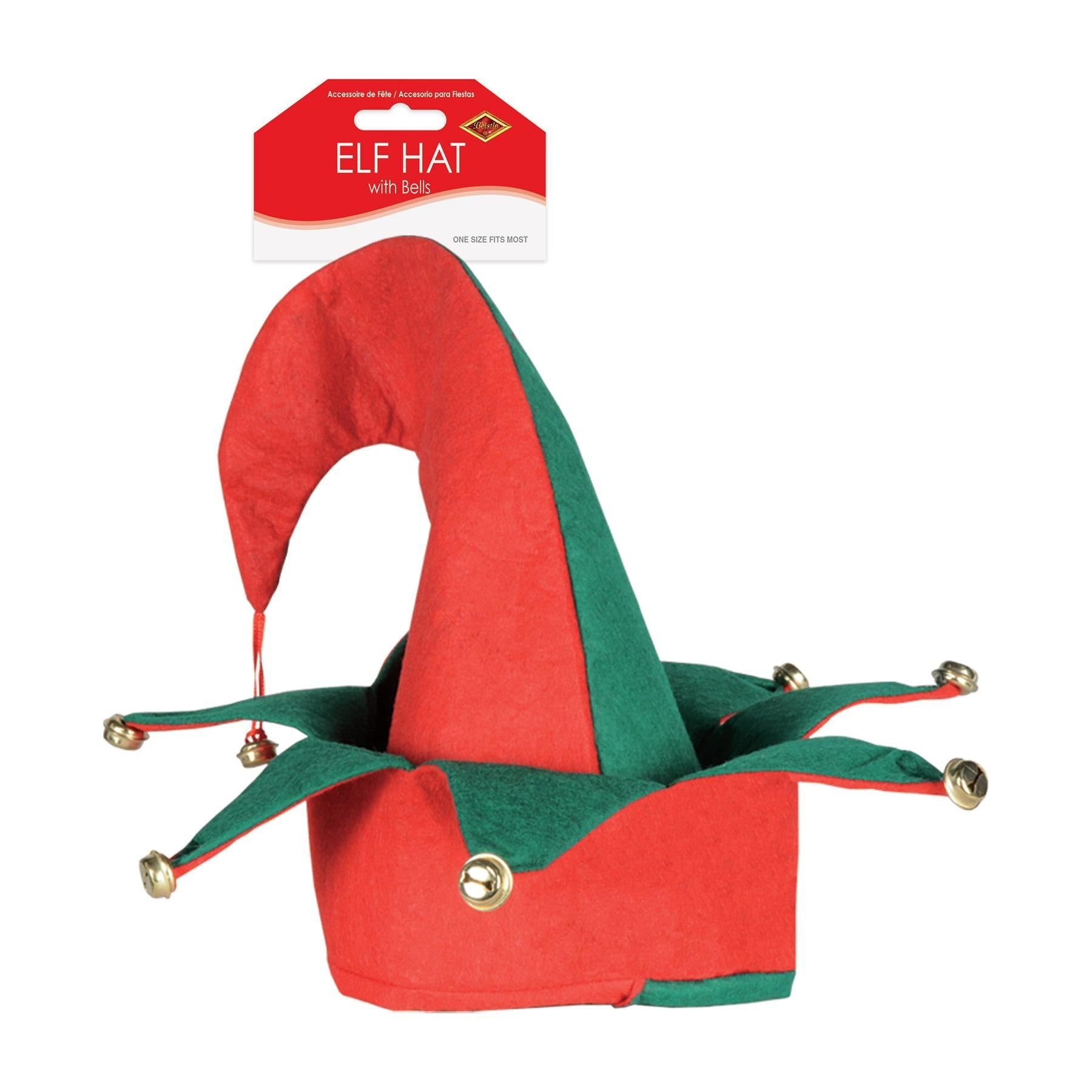 12 Pack Beistle Christmas Felt Elf Hats with Jingle Bells - Festive Holiday Party Accessories for Christmas Costumes, Office Parties & Family Gatherings