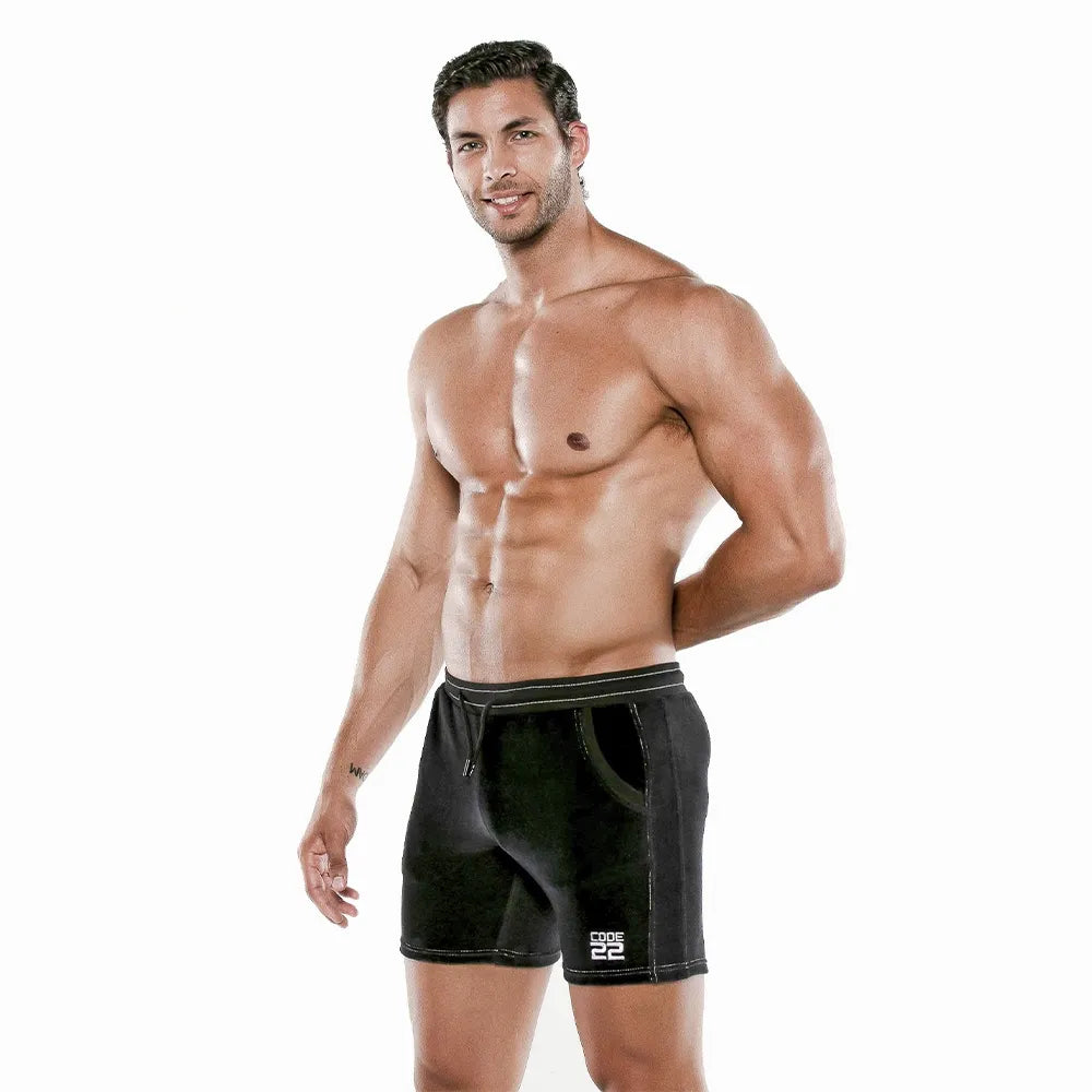 Code 22 Plush Velvet 5 Short 9920 Black - Soft Velvet Shorts for Women, Lounge & Sleepwear, Comfortable Home Outfits