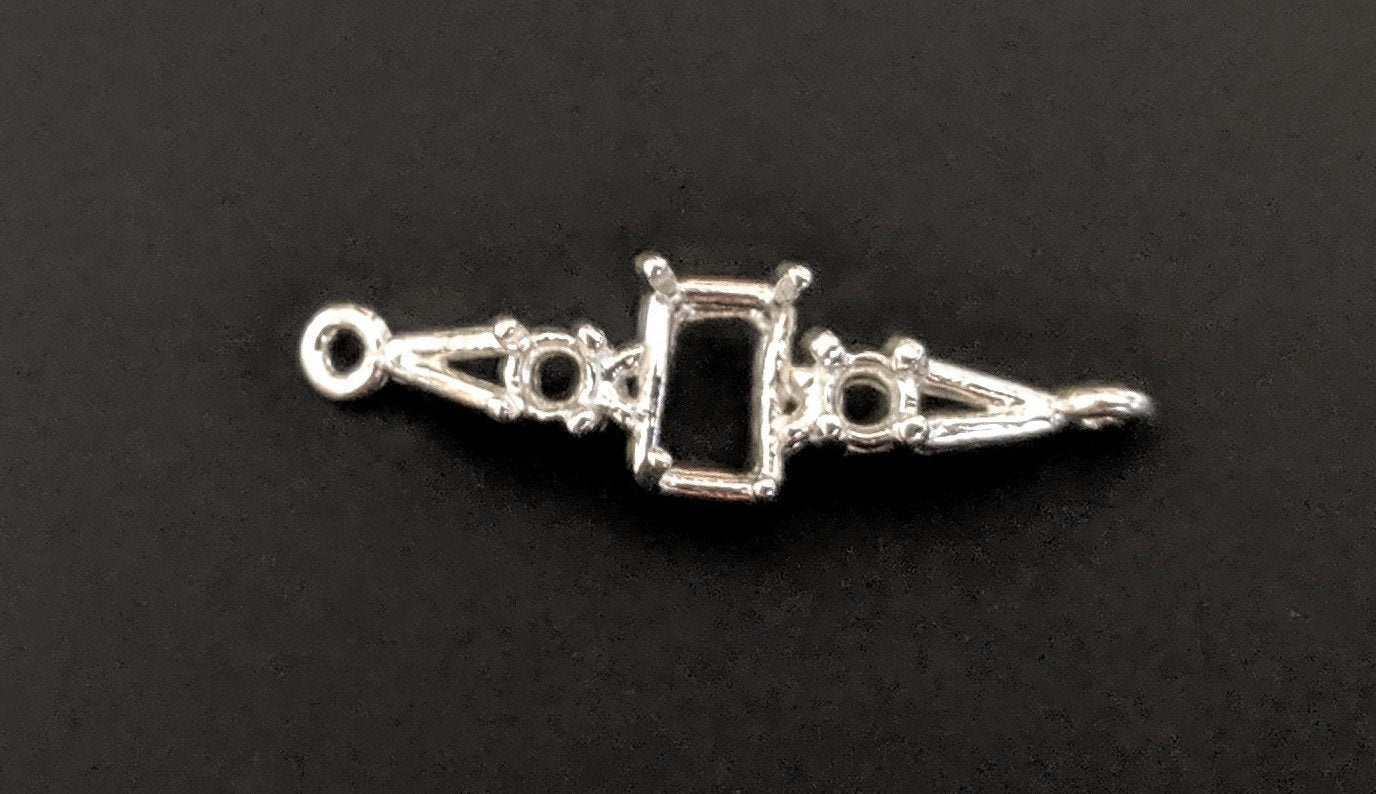 Solid Sterling Silver or 14kt Gold Accented Link Bracelet for 7x5mm & 10x8mm Emerald Cut Gemstones - Custom DIY Jewelry Making Kit for Handmade Bracelets (Perfect for Gift Giving, Special Occasions & Everyday Wear)