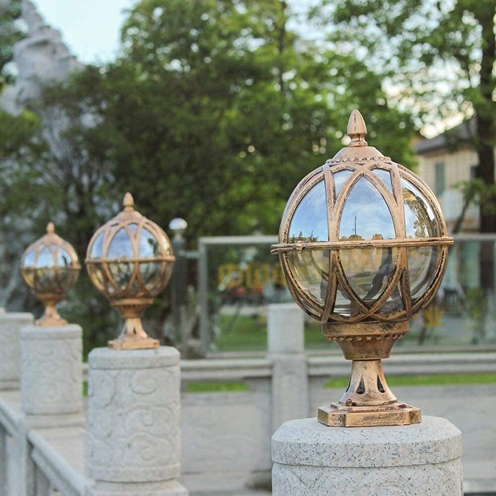 Classic Bronze E27 Exterior Garden Column Table Lamp - 48cm Traditional Outdoor Post Lantern for Street, Landscape, Fence, Wall, Path & Pool Lighting | Weather-Resistant Outdoor Lighting Solution