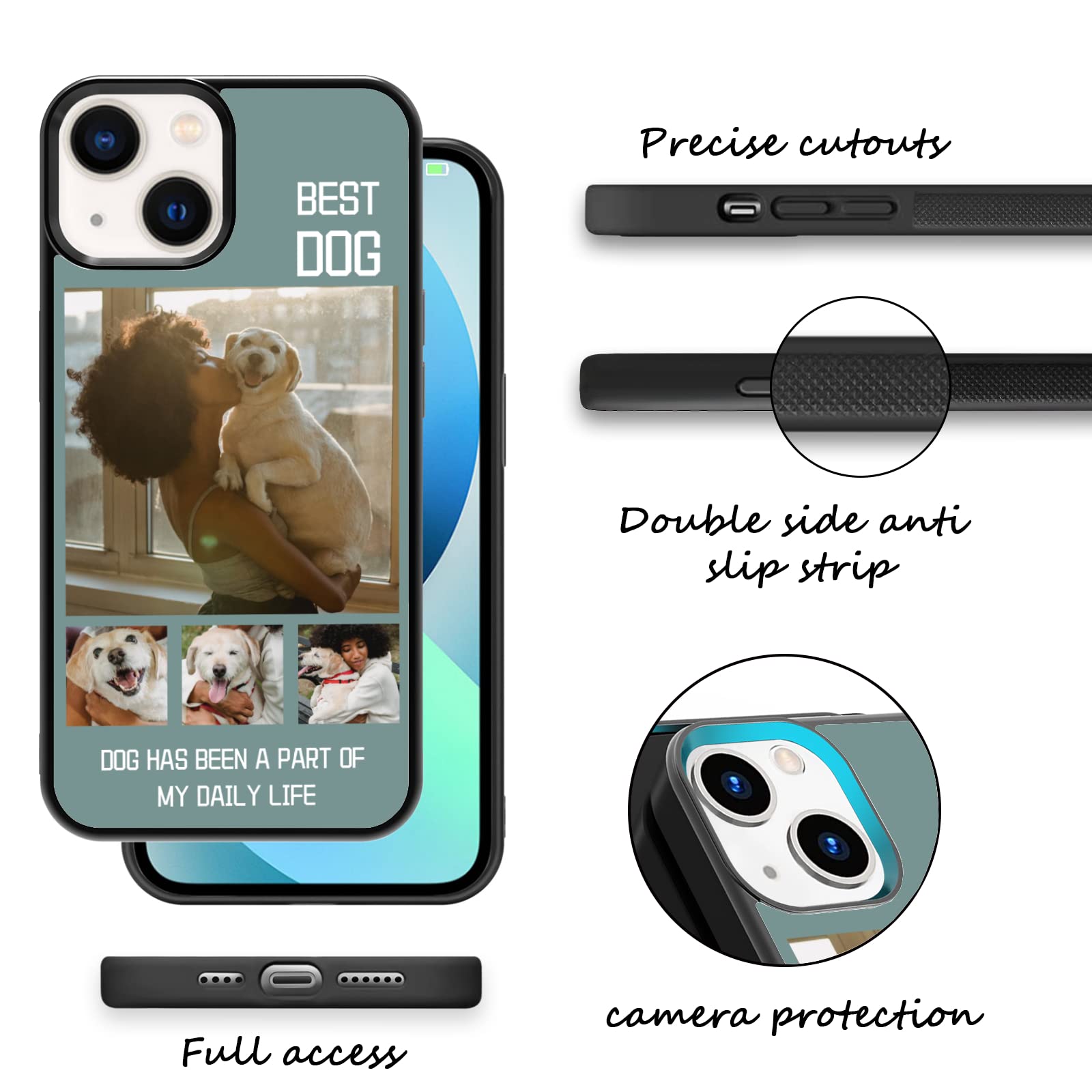 Custom Dog Photo Phone Case for iPhone 11/12/13 Pro Max/X/Xr/Xs Mini - Personalized Unique Gift for Family & Friends | Perfect for Pet Lovers, Birthday Presents & Daily Protection