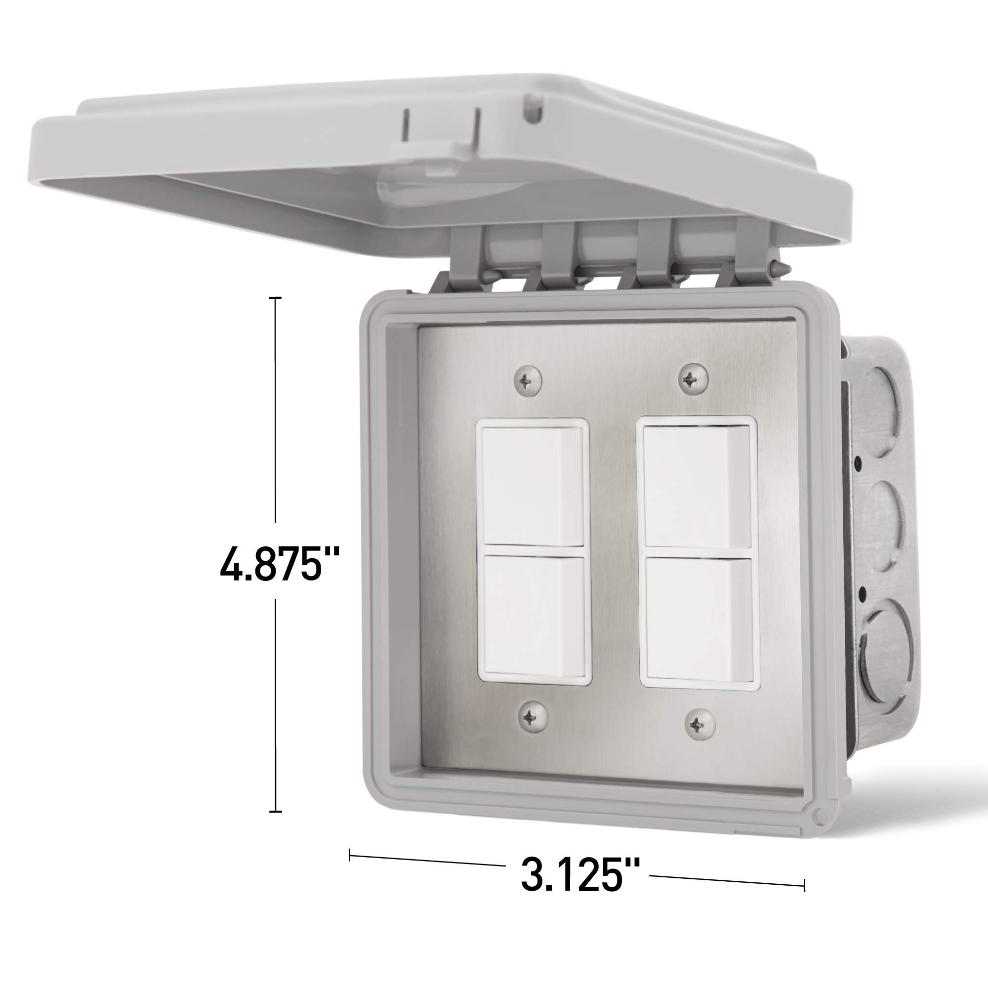 Infratech Duplex Stack Switch 14-4315 Dual Flush Mount Controller with Weatherproof Cover - Outdoor Heater Control for Patio, Deck & Pool Areas