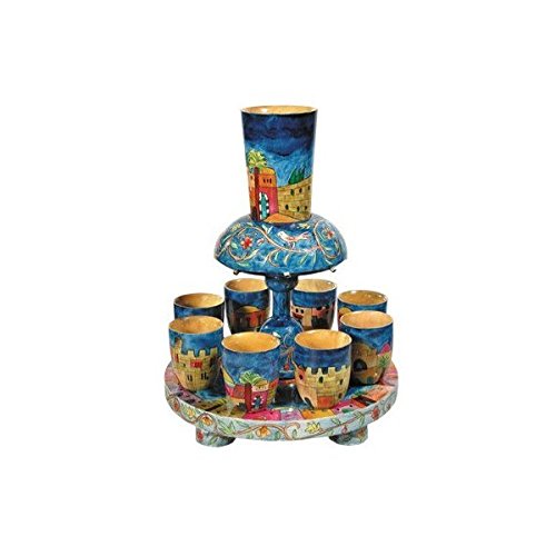Yair Emanuel Jerusalem Kiddush Fountain - Elegant Judaica Ceremonial Wine Fountain for Shabbat & Jewish Holidays - Perfect for Home Synagogue & Wedding Celebrations (Model FN-1)