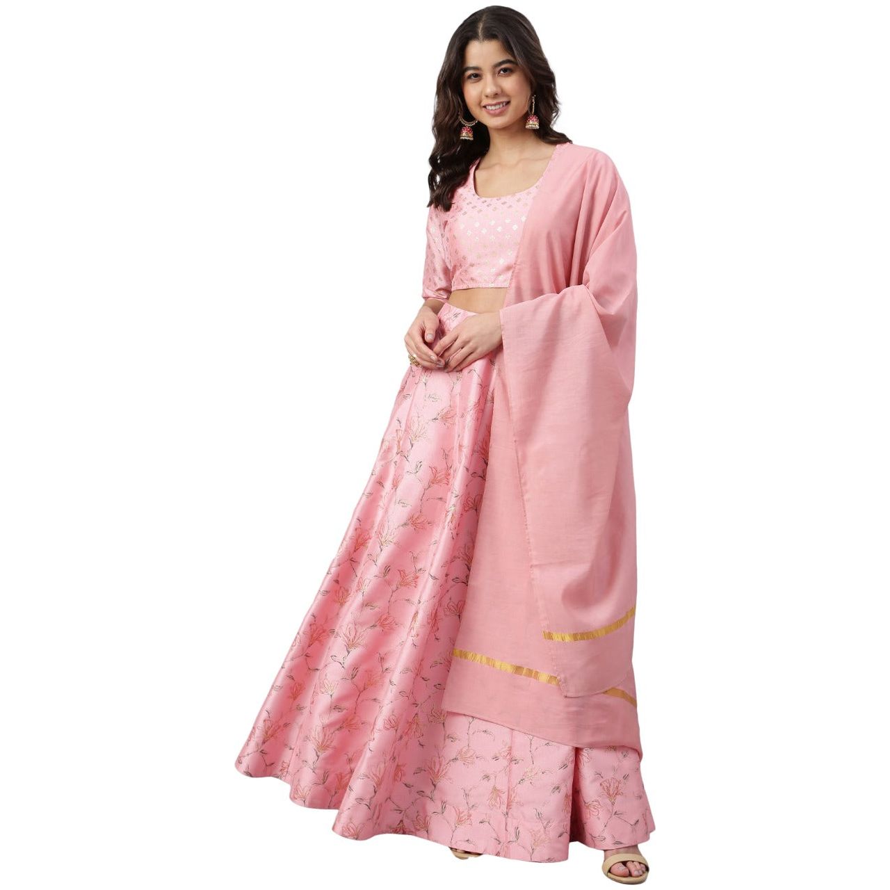 Elegant Baby Pink Lehenga Choli Set with Dupatta for Weddings, Parties & Special Occasions - Perfect for Bridal Shower, Sangeet & Festive Celebrations