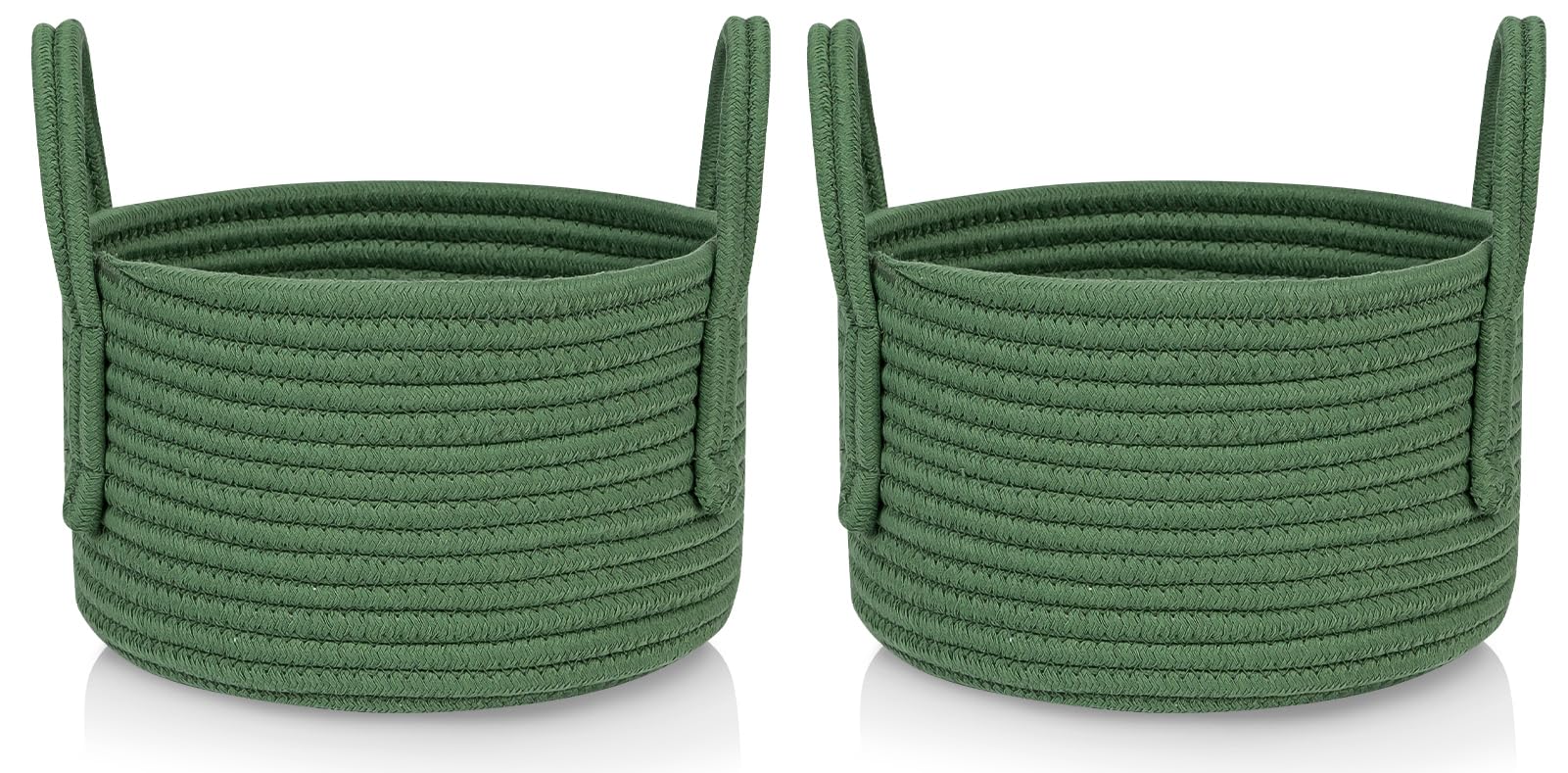 CubesLand Small Green Woven Storage Basket Set - 9.5x5.5 Inch Decorative Organizer for Nursery, Pet Toys, Closet & Holiday Decor | Perfect for Baby Room Organization, Halloween & Christmas Gift Baskets