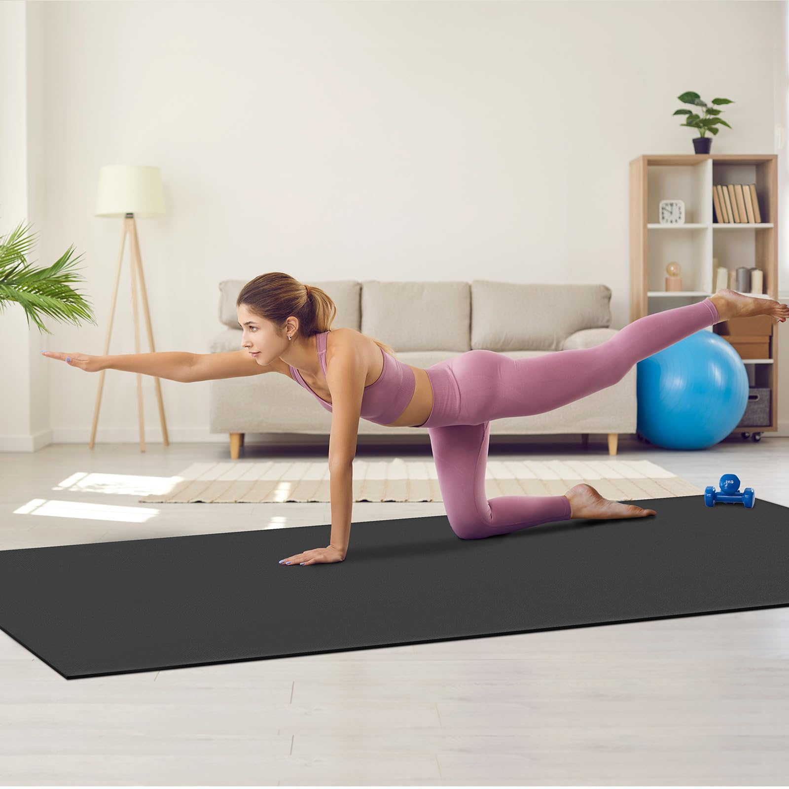 VEVOR Extra Large Non-Slip Yoga Mat - 6mm High Density Premium Exercise Mat for Men & Women with Carry Bag & Strap - Ideal for Home Yoga, Pilates, Stretching & Floor Workouts - Perfect for Gym, Studio & Travel Fitness