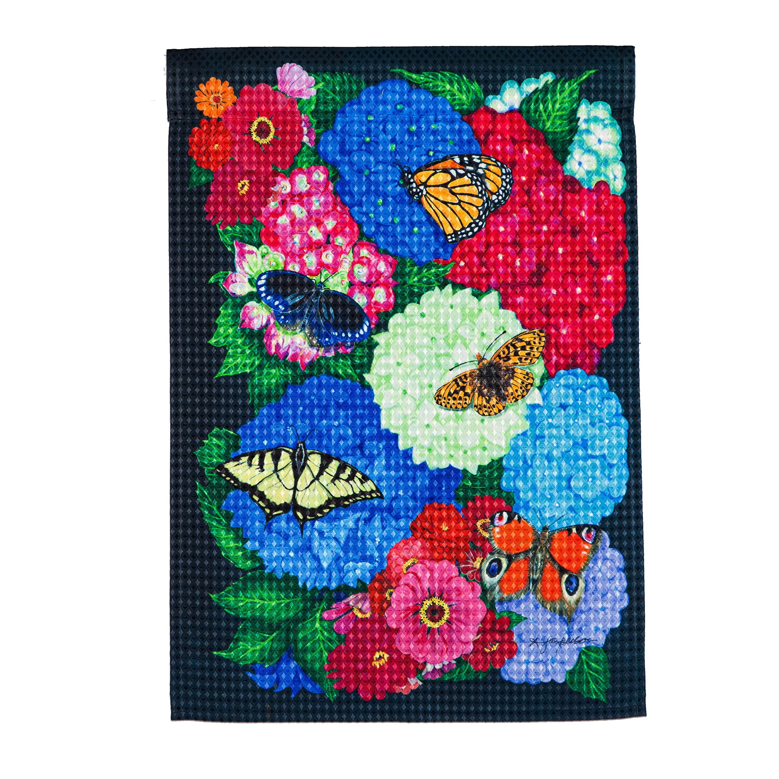 Evergreen Hydrangea Garden Flag - Outdoor Decorative Waffle Weave House Flag for Porch, Yard, and Garden Decor - Perfect for Spring, Summer, and Fall Seasons