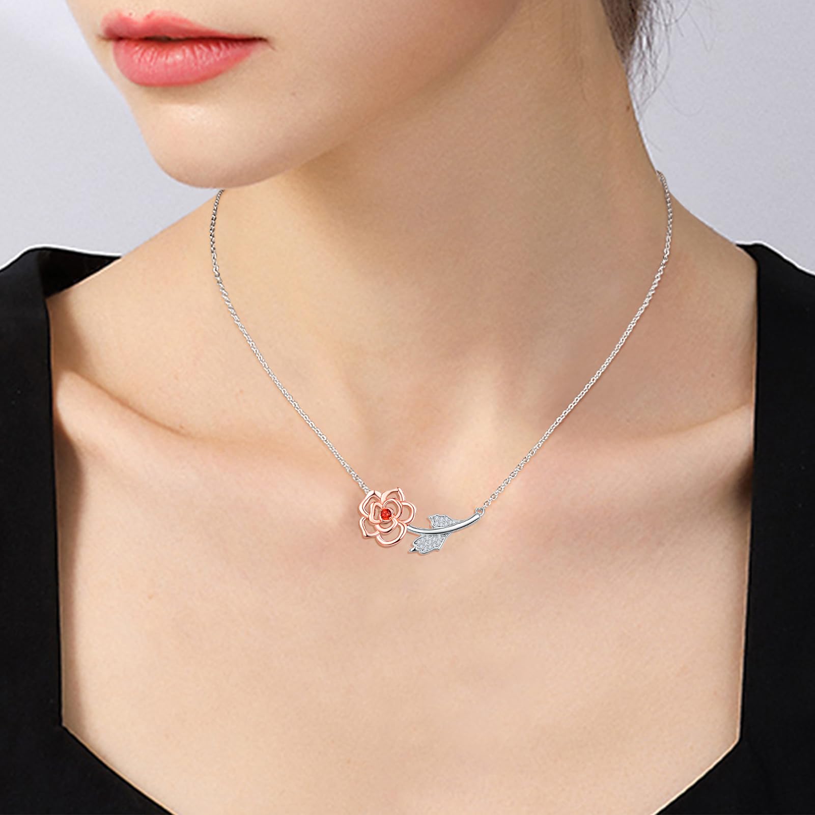 Dreamy Rose Flower Necklace for Women - 925 Sterling Silver Rose Pendant Jewelry | Elegant Birthday, Anniversary & Wedding Gift for Her | Perfect for Romantic Dates, Proposals & Special Occasions