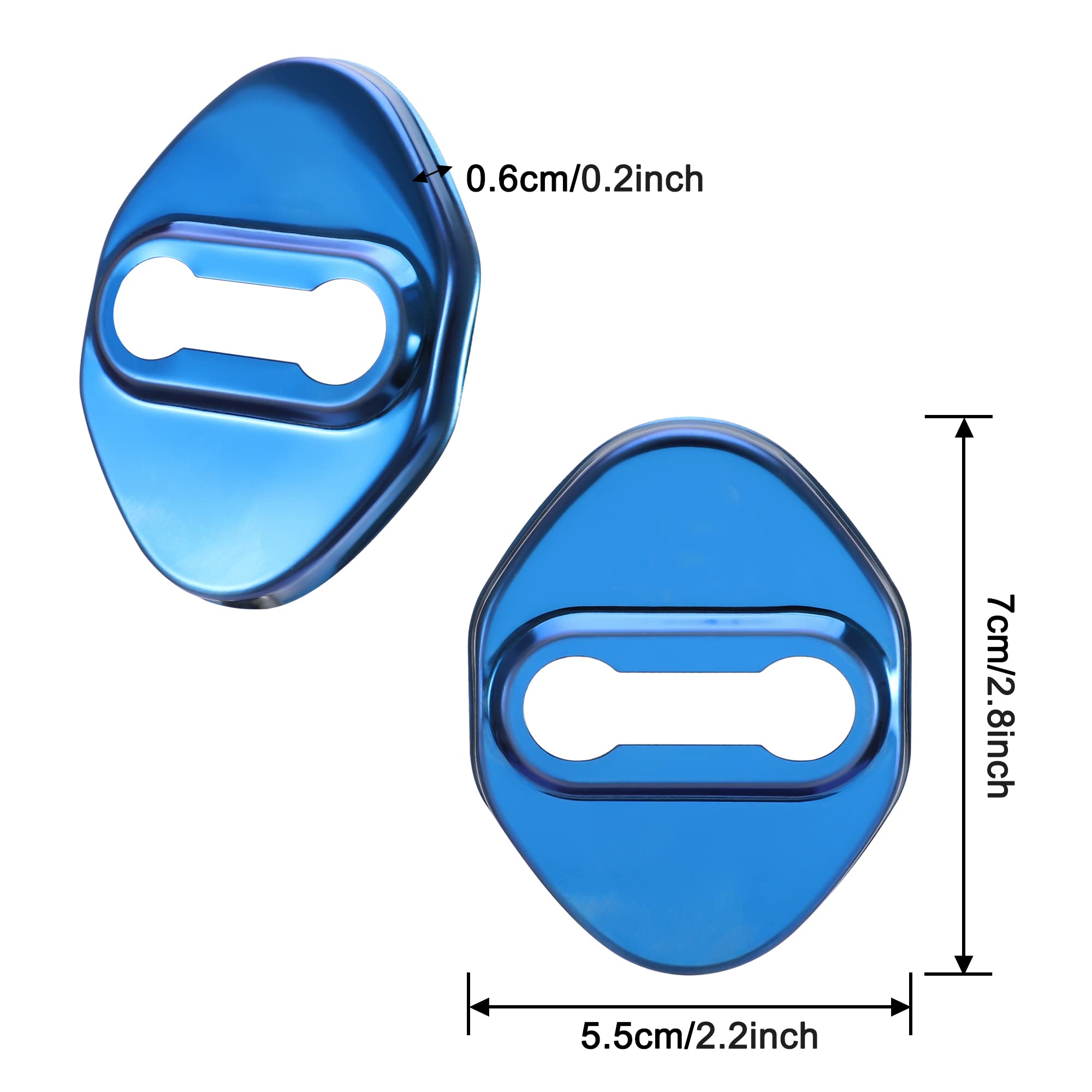 TOMALL 4pcs Stainless Steel Car Door Lock Latches Cover Protector - Compatible with Honda Accord, Civic, CR-V, XR-V, HR-V, UR-V, Odyssey, Crosstour, Pilot, Vezel - Sports Style Accessories (Blue) - Prevent Rust & Theft for Enhanced Vehicle Security