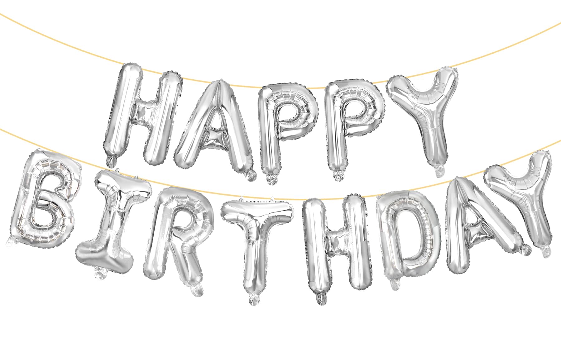 16 Inch Silver Mylar Foil Happy Birthday Balloon Letters - Party Decorations Banner Sign for Birthday Celebrations, Anniversaries & Special Events