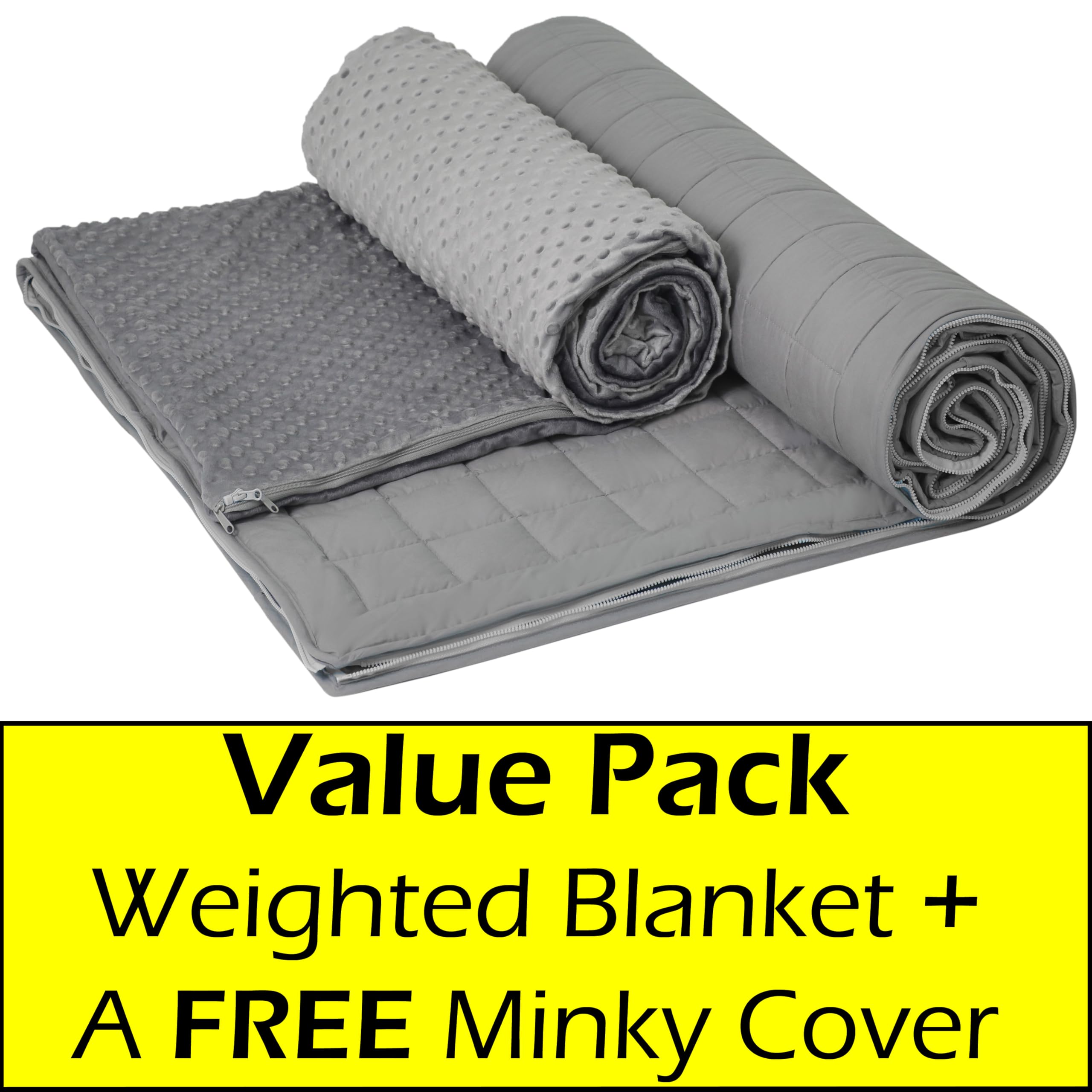 15lb Weighted Blanket with Free Minky Cover - Stay-Put Zipper System Prevents Shifting, Cooling Micropeach Fabric & Glass Beads for Adults & Kids - Queen Size 60x80 - Perfect for Stress Relief, Anxiety, and Better Sleep