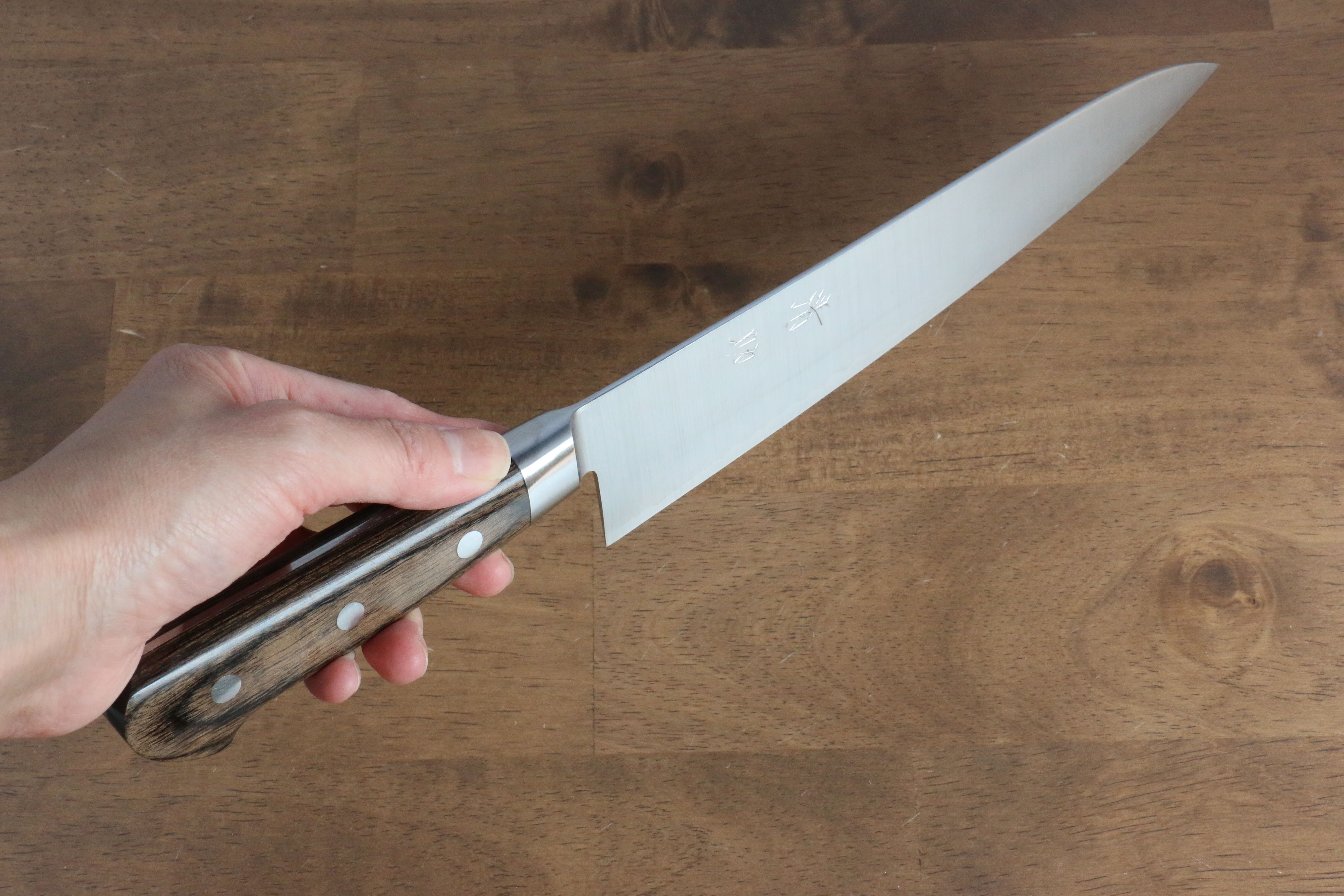 Premium Seisuke SG2 Gyuto 210mm Japanese Chef Knife with Brown Pakka Wood Handle - Perfect for Sushi, Meat Slicing & Professional Kitchen Use