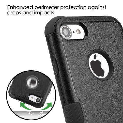 Premium Asmyna Shockproof Phone Case for Apple iPhone 7 - Slim Fit Natural Black/Black Cover | Perfect for Everyday Protection & Outdoor Activities