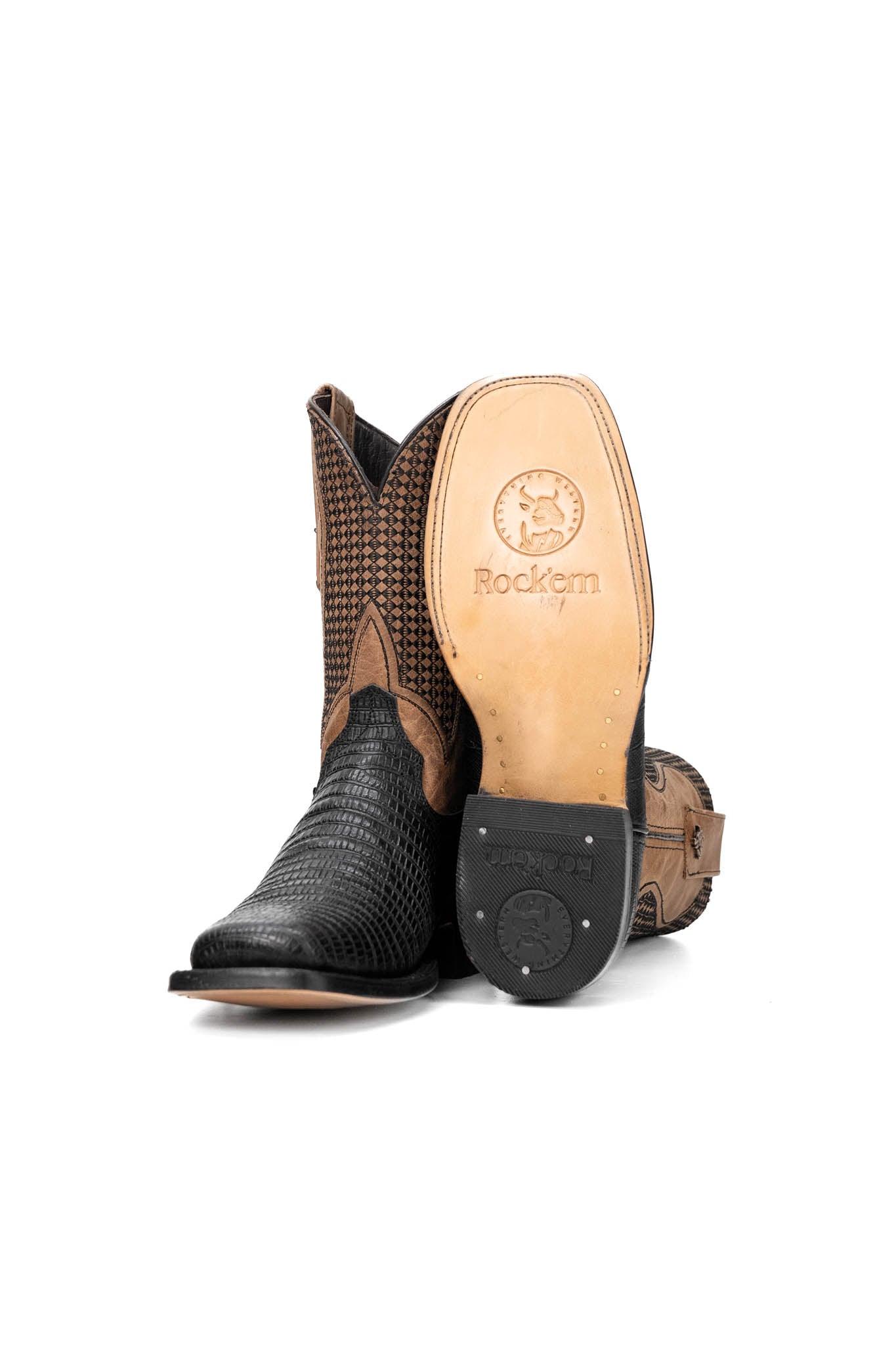 Montana Lizard Rodeo Toe Cowboy Boots for Men - Genuine Leather Western Boots with Exotic Skin Design - Perfect for Country Dancing, Rodeo Events & Western Fashion