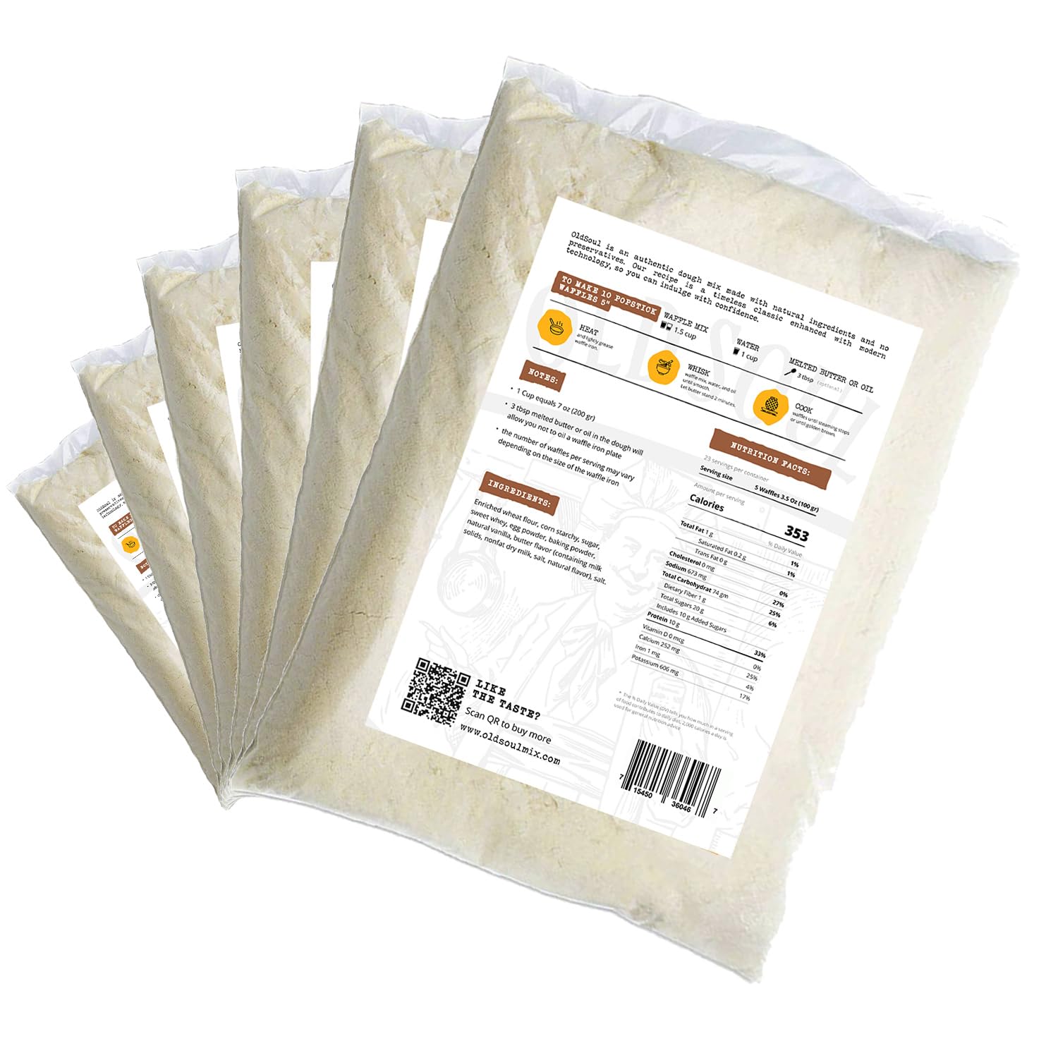 OldSoul Waffle Mix for Waffles on a Stick - Soy Free, Nut Free, Allergen Friendly Stick Waffle Dough - 30 lb Bulk Pack (Makes 672 Vanilla Waffles) - Perfect for Carnivals, Food Trucks & Birthday Parties