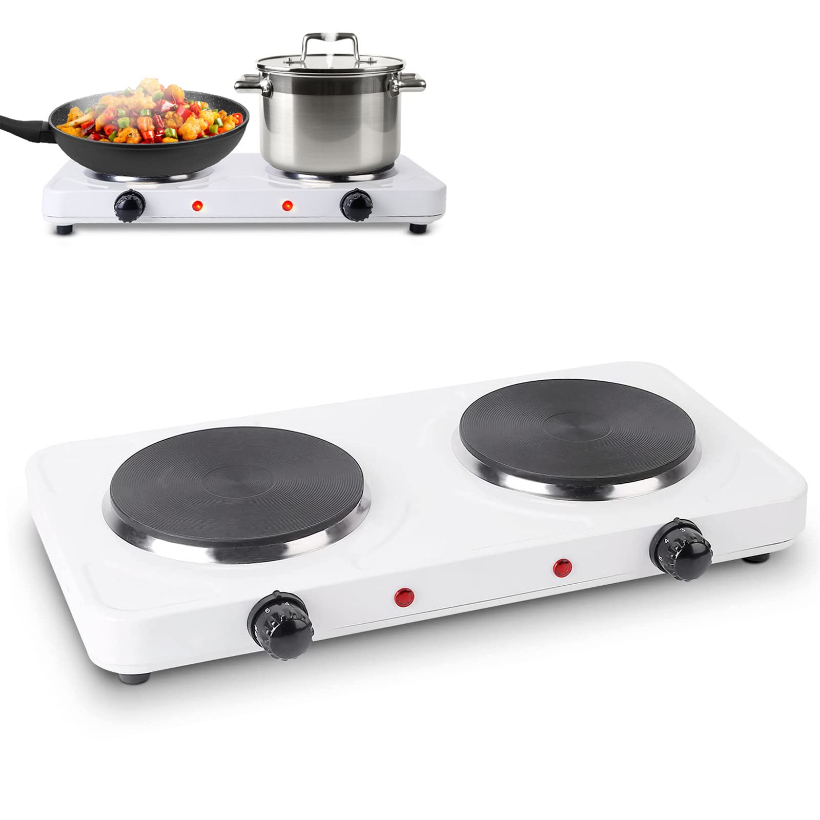 2000W Portable Induction Cooktop - Dual Burner Electric Hot Plate with 5-Level Temperature Control & Easy Clean Cast Iron Surface | Lightweight & Compact for Kitchen, Camping, RV & Outdoor Cooking | 110V