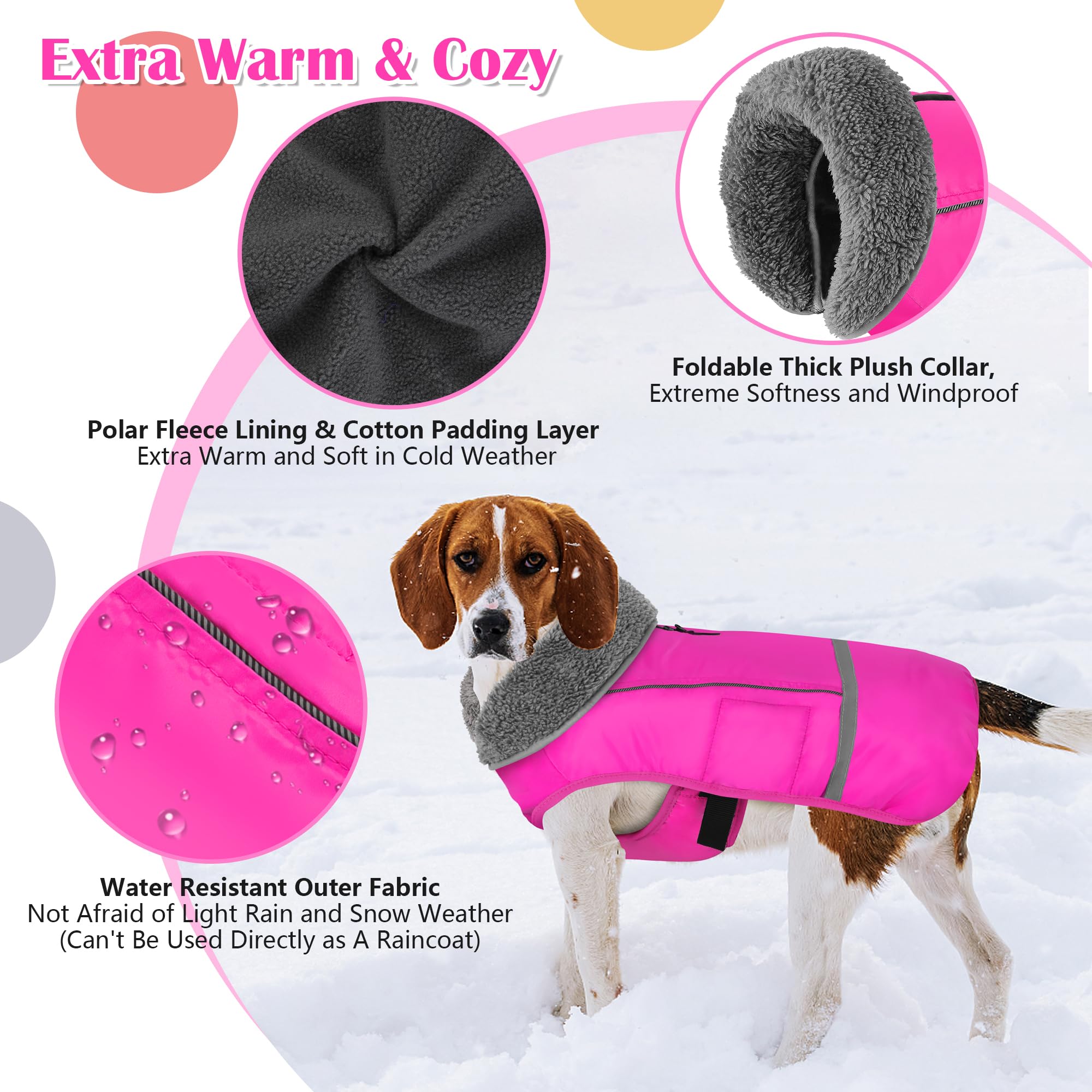 Dogcheer Warm Fleece Dog Coat with Reflective Collar - Waterproof Windproof Winter Jacket for Small Medium Large & X-Large Dogs - Perfect for Cold Weather Walks, Snow Play & Outdoor Adventures