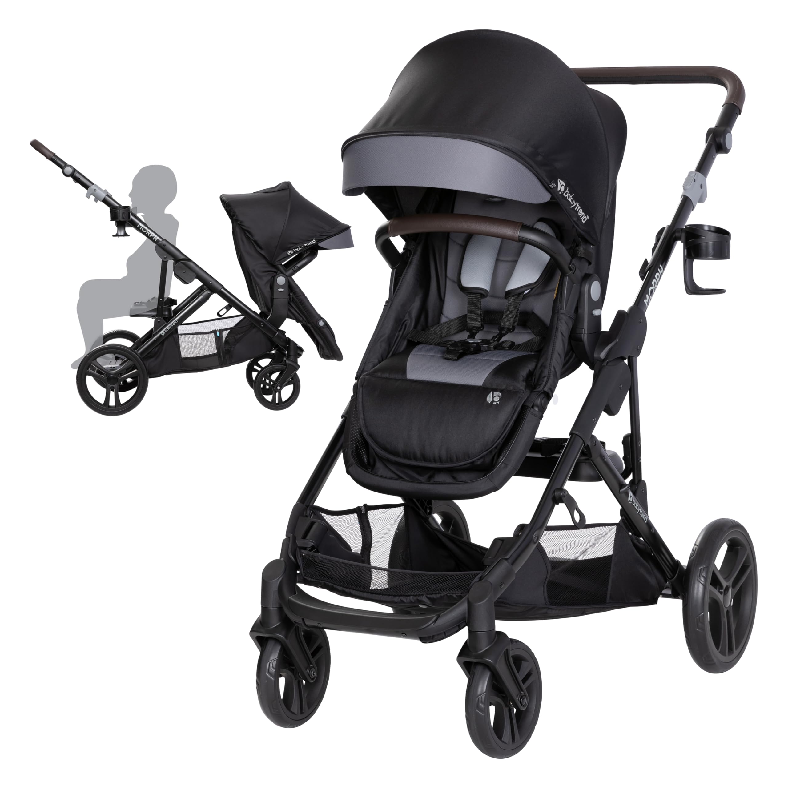 Baby Trend Morph Single to Double Modular Stroller - Convertible Lightweight Travel System, Dash Black | Perfect for Twins, Newborns & Toddlers | Ideal for Shopping, Travel & Daily Walks