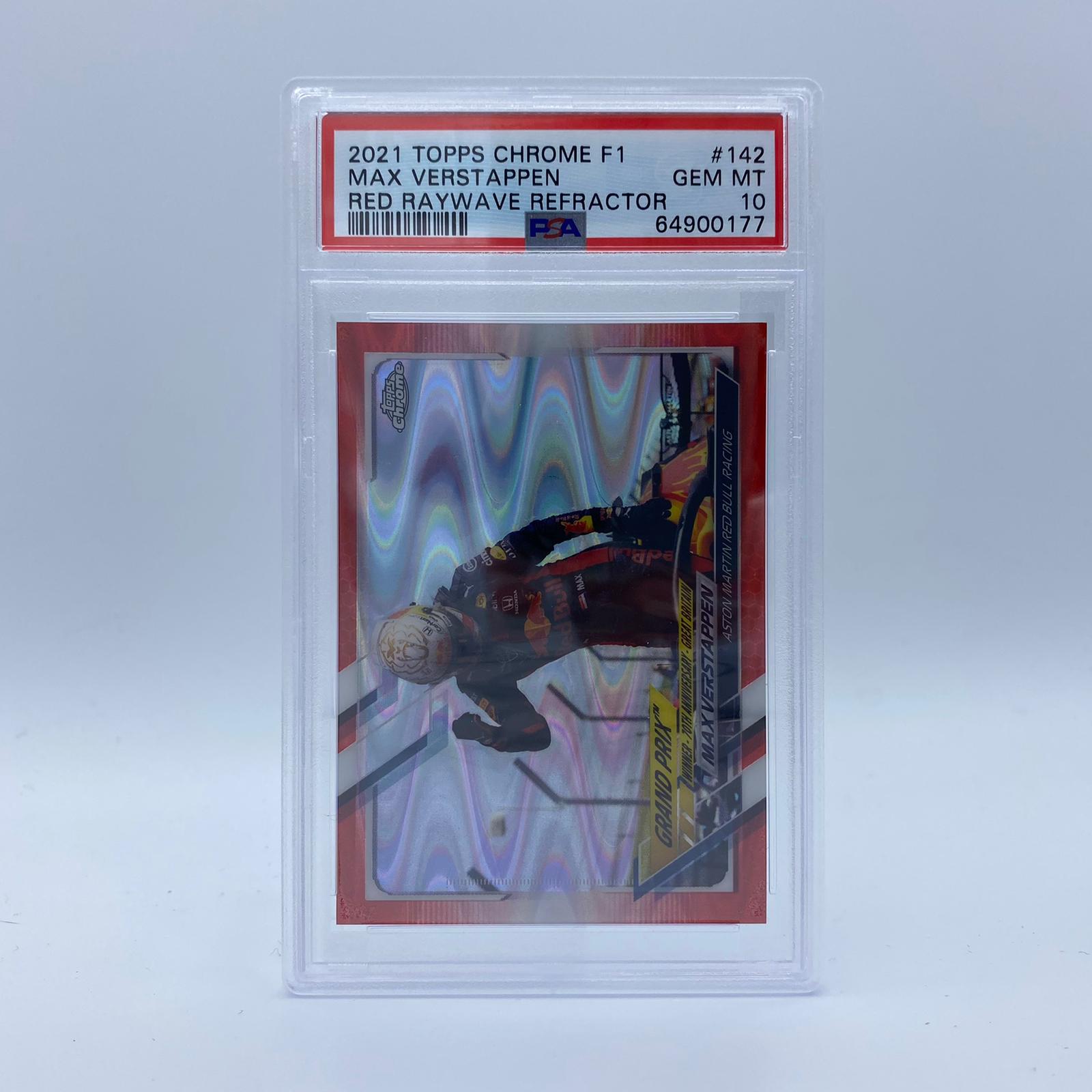 PSA 10 Graded Max Verstappen Red Raywave 70th Anniversary Grand Prix Winners #142 F1 Racing Collectible Card - Perfect for Display, Trading, and Motorsport Memorabilia Collections