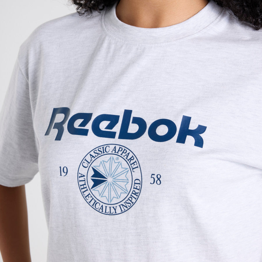 Reebok 1958 Vintage T-Shirt - Light Grey Heather | Classic Retro Cotton Tee for Men & Women | Perfect for Casual Wear, Gym & Street Style