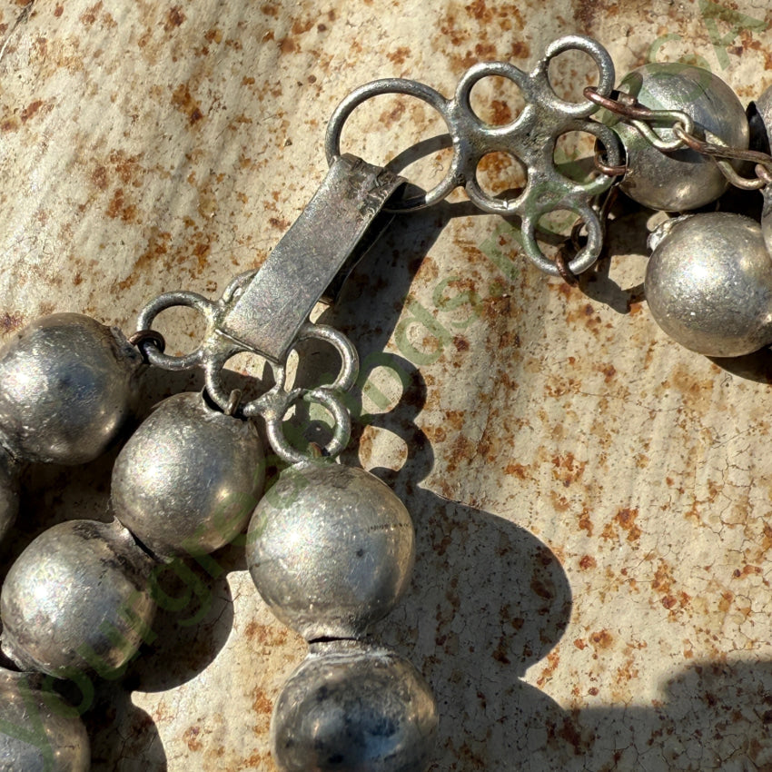 Vintage Mexican Sterling Silver Pearls Triple Strand Necklace – Handmade Jewelry for Women, Elegant Boho Necklace for Parties, Weddings & Special Occasions