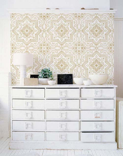 Lisboa Tile Stencil - Reusable DIY Ceramic Stencils for Home Decor, Wall Art & Craft Projects | Perfect for Bathroom, Kitchen Backsplash & Floor Tile Designs
