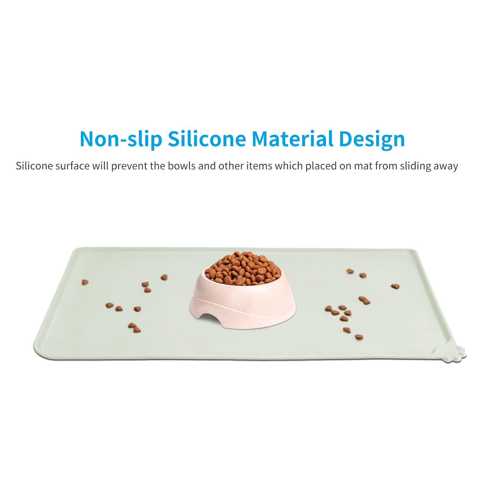 **AUDWUD Non-Slip Silicone Pet Feeding Mat - Waterproof Dog Bowl Pad for Food & Water - Perfect for Messy Eaters & Spill Prevention in Kitchen or Outdoor Use**