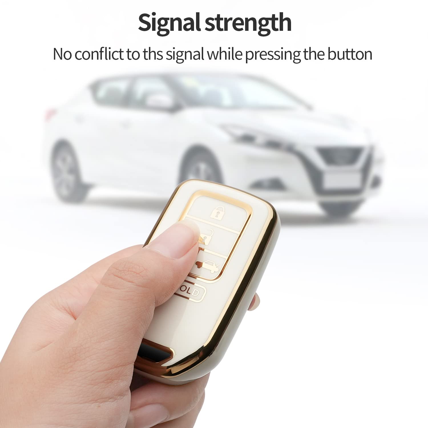 Premium Honda Key Fob Cover - Compatible with Accord, Civic, CR-V, Pilot, Odyssey, Passport Smart Remote Keys | Durable Smart Key Shell Case (Ivory White) - Protect Your Key Fob from Scratches & Drops for Daily Use, Commuting & Travel