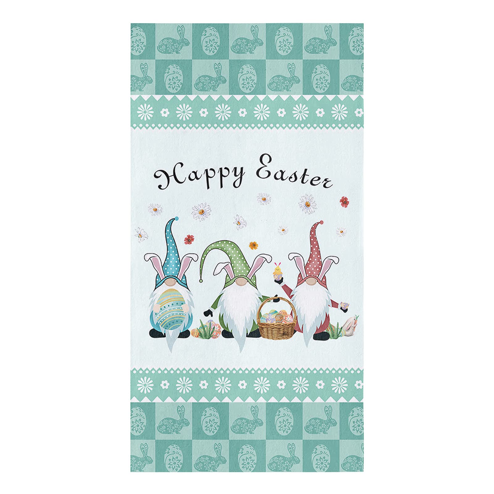 Amaze-Home Easter Gnome Bunny Rabbit Kitchen Dish Towels Set of 1 - Soft, Lightweight & Absorbent Microfiber Hand & Tea Towels (18x28 Inch) for Kitchen, Bathroom - Colorful Eggs Design for Spring Decor & Holiday Cleaning