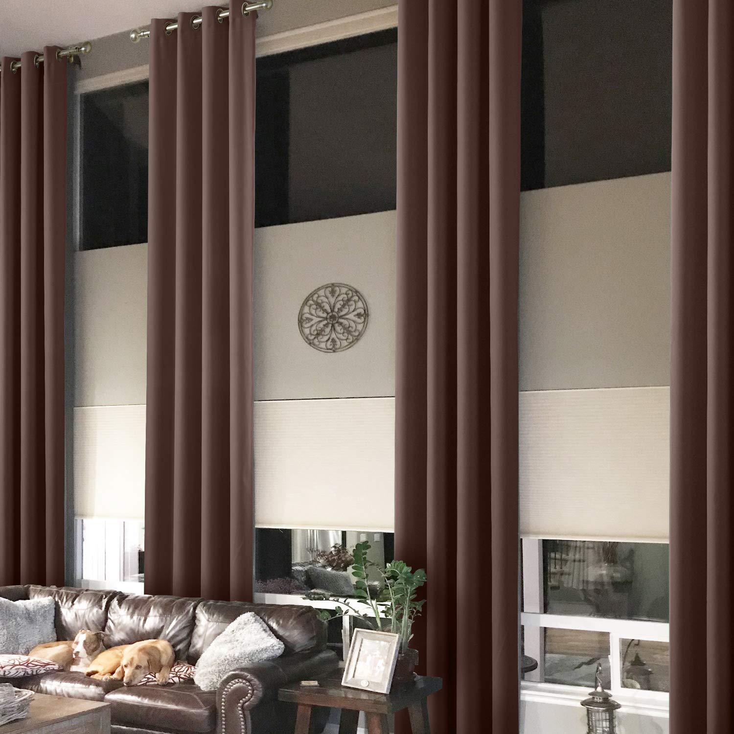Premium Blackout Curtains for Living Room - 104 Inch Wide Thermal Insulated Grommet Drapes with Room Darkening, Chocolate Brown (1 Panel) - Perfect for Home Theater, Nursery & Light-Sensitive Sleepers