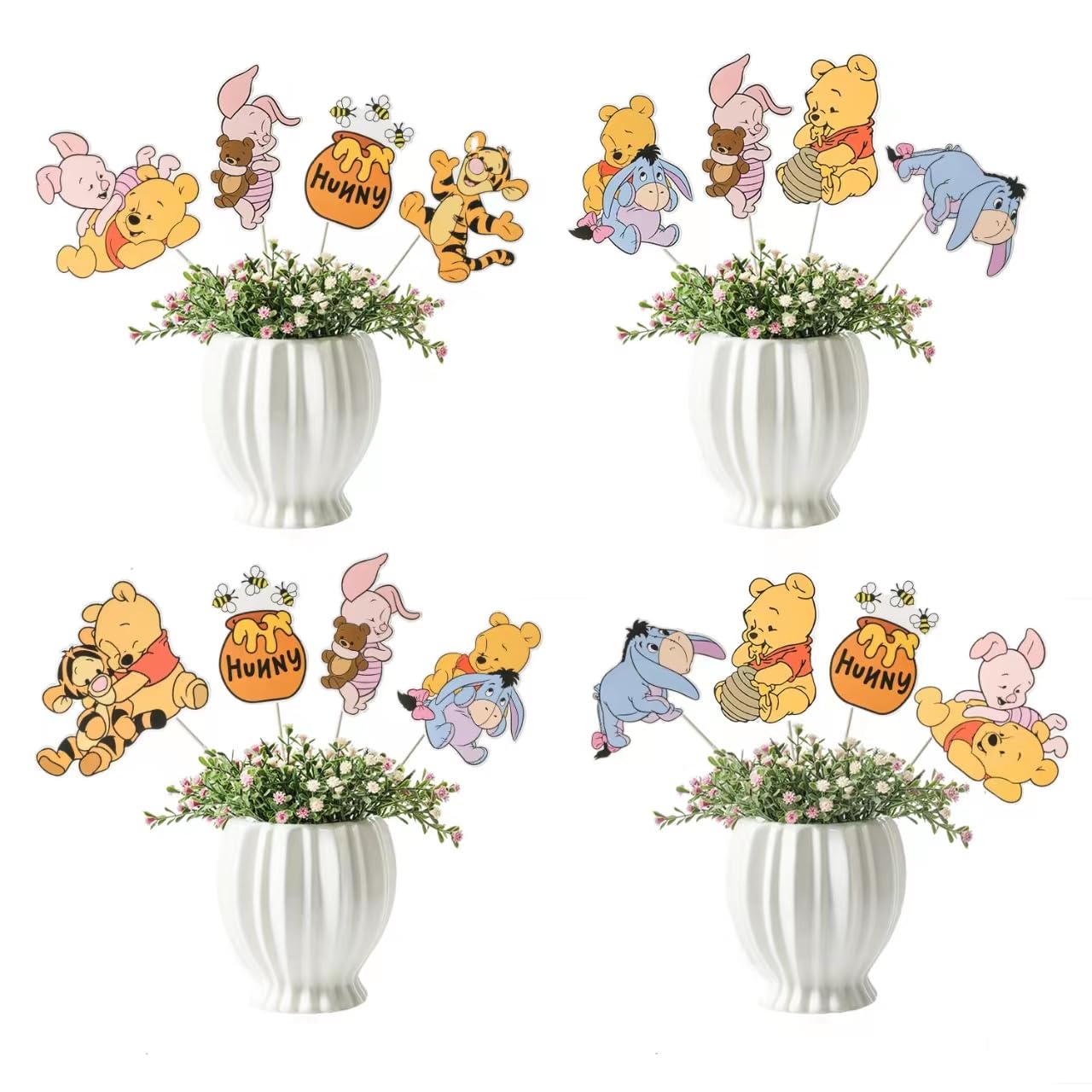 24PCS Bear-Themed Party Decorations Set - Cute Centerpieces & Table Toppers for Birthday Celebrations, Baby Showers & Kids Events - Perfect for Cake Tables, Dessert Displays & Party Backdrops