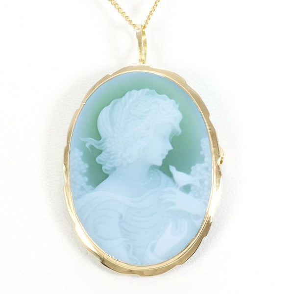 18K Yellow Gold Cameo Necklace & Brooch Set - Vintage Two-Way Pendant for Women - Perfect for Weddings, Parties & Special Occasions