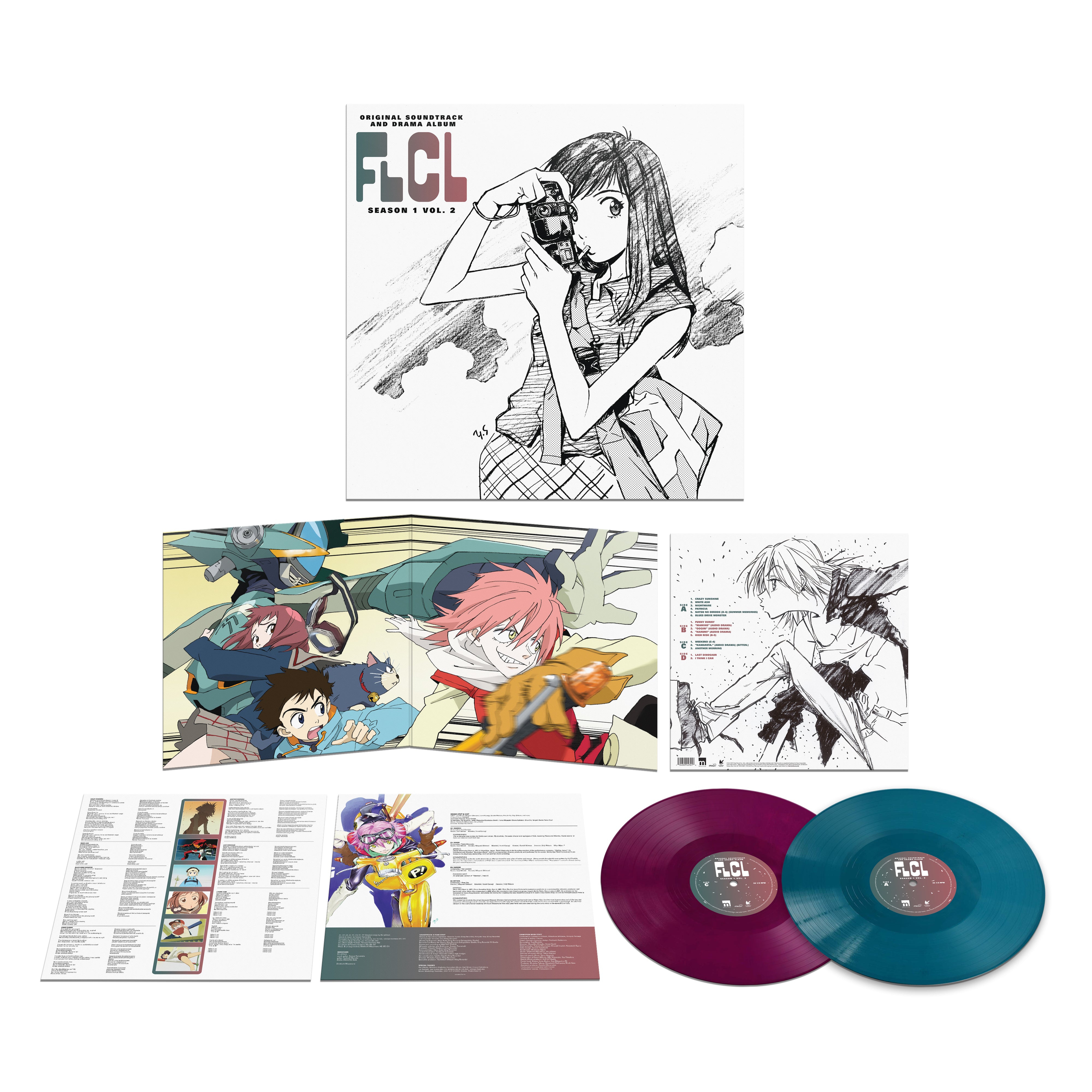 FLCL Season 1 Vol. 2 Original Soundtrack & Drama Album 2xLP Vinyl Record - Perfect for Anime Collectors & Music Enthusiasts