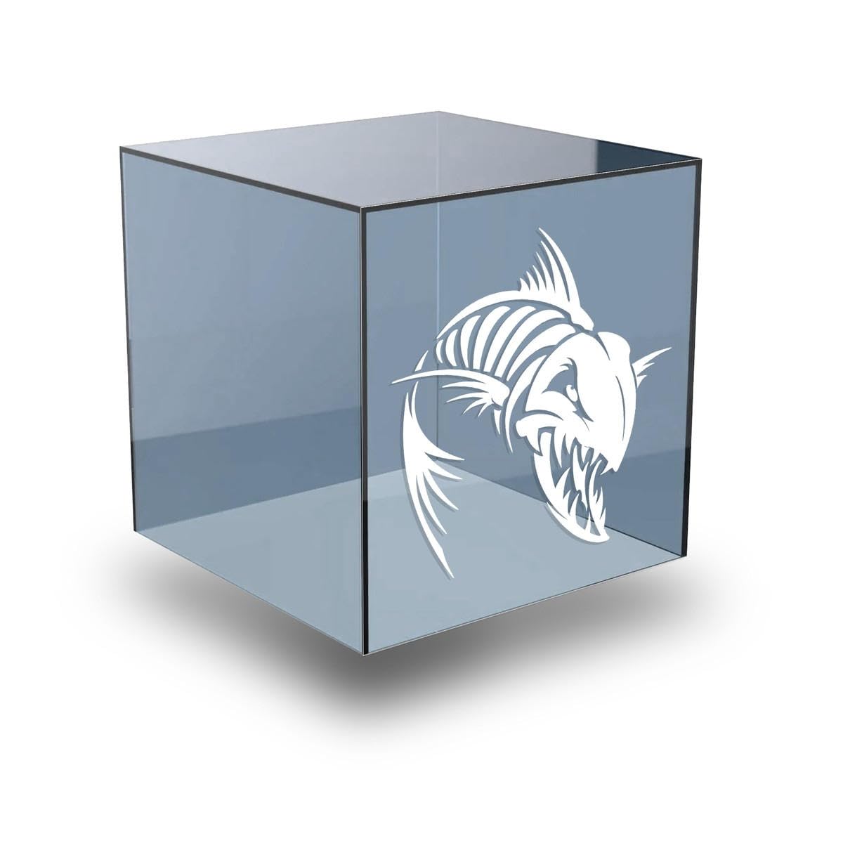 Aggressive Fish Skeleton Vinyl Decals - 5 x 4.72 Inch Weatherproof Stickers for Cars, Laptops, Tablets & Garage - Durable Gara Green Design for Outdoor & Indoor Use